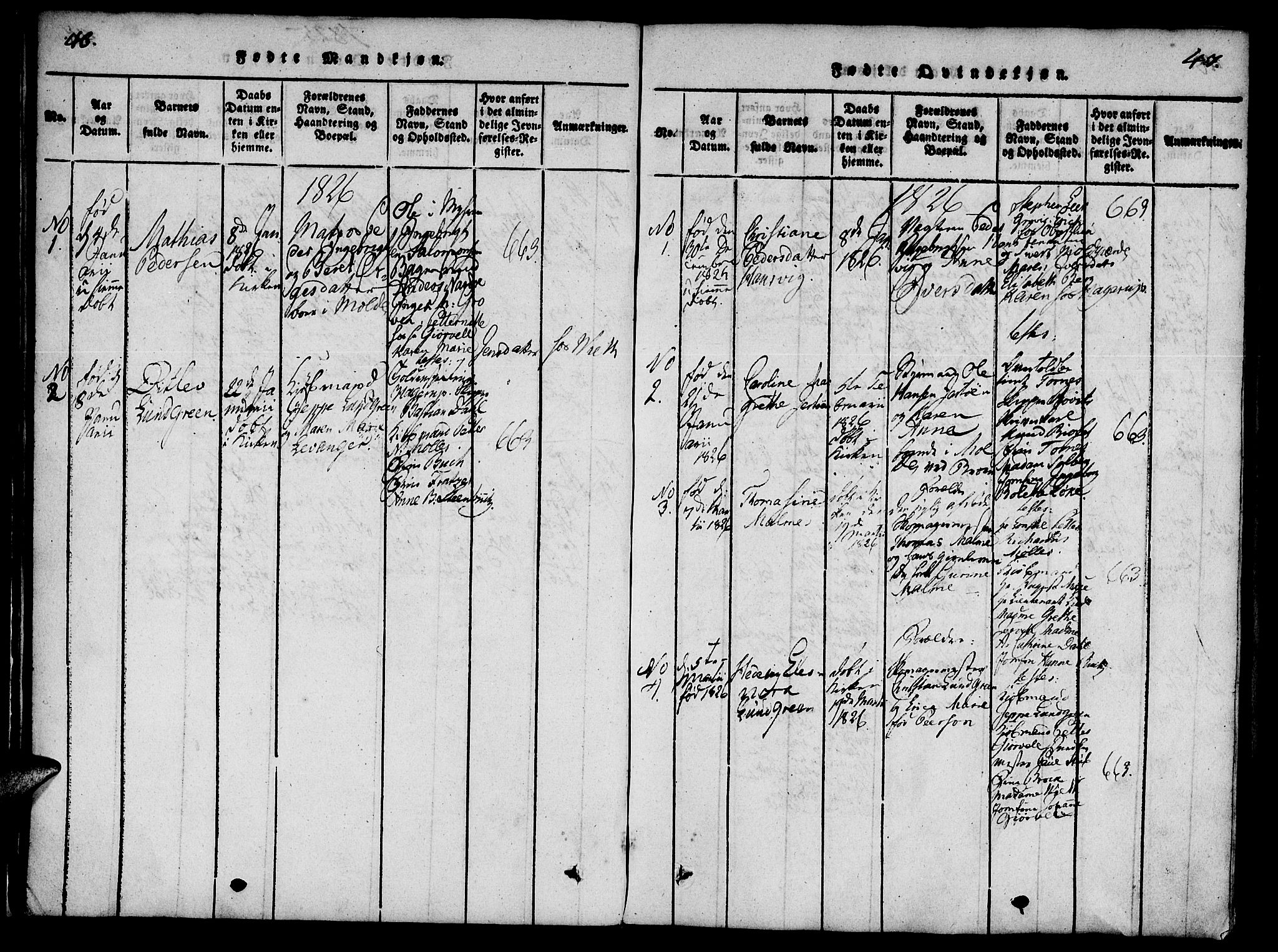 Ministerialprotokoller, klokkerbøker og fødselsregistre - Møre og Romsdal, SAT/A-1454/558/L0688: Parish register (official) no. 558A02, 1818-1843, p. 46-47