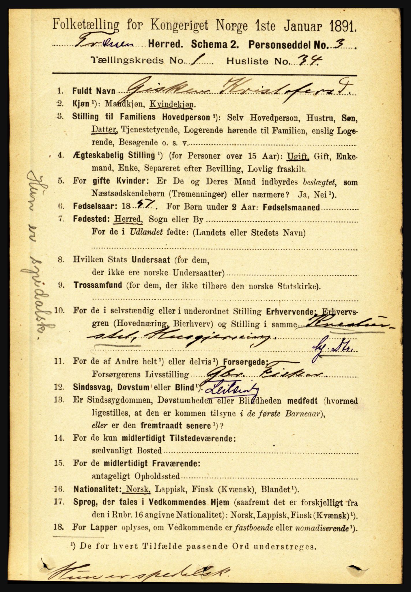 RA, 1891 census for 1835 Træna, 1891, p. 273