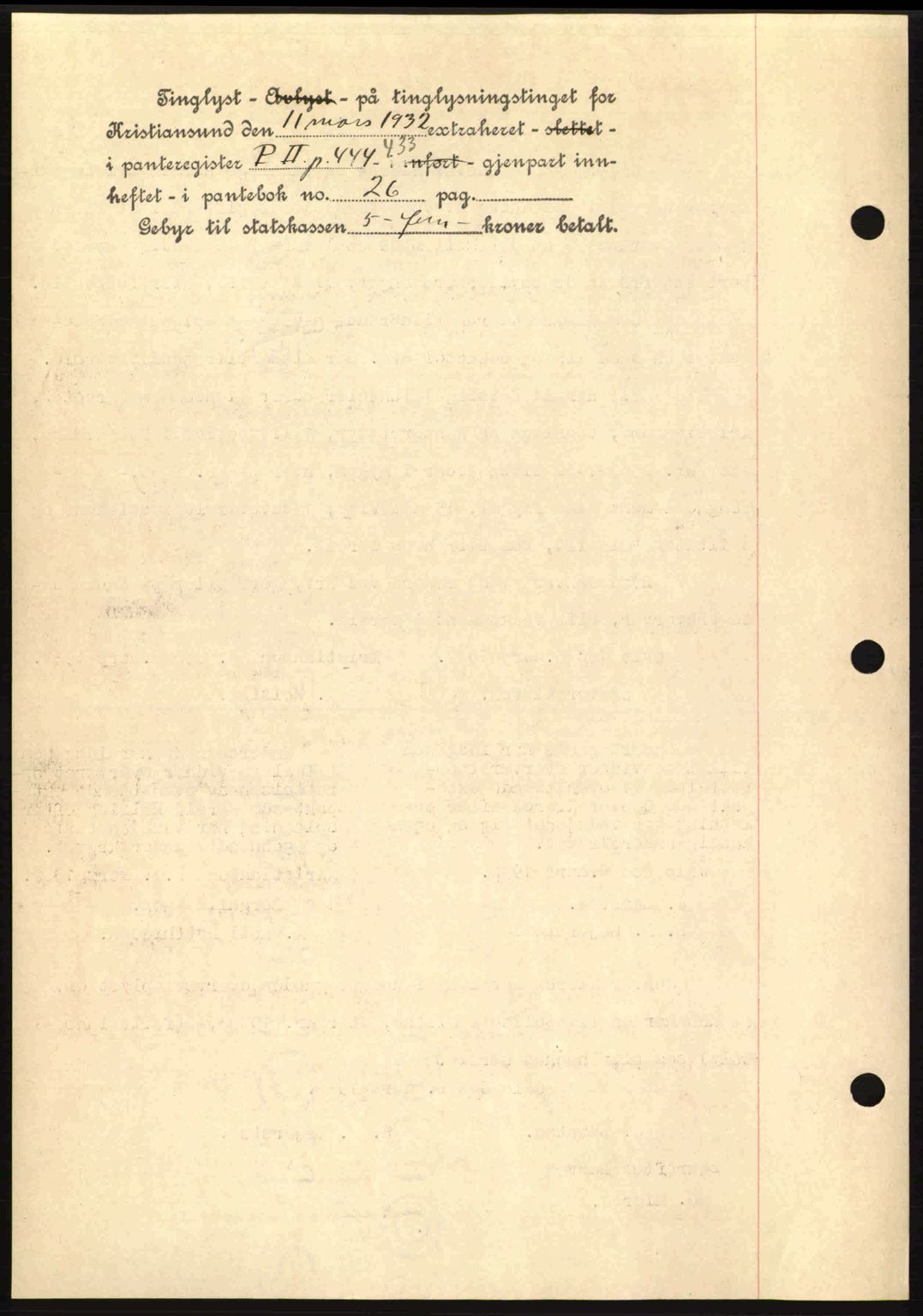 Kristiansund byfogd, AV/SAT-A-4587/A/27: Mortgage book no. 26, 1931-1933, Deed date: 11.03.1932