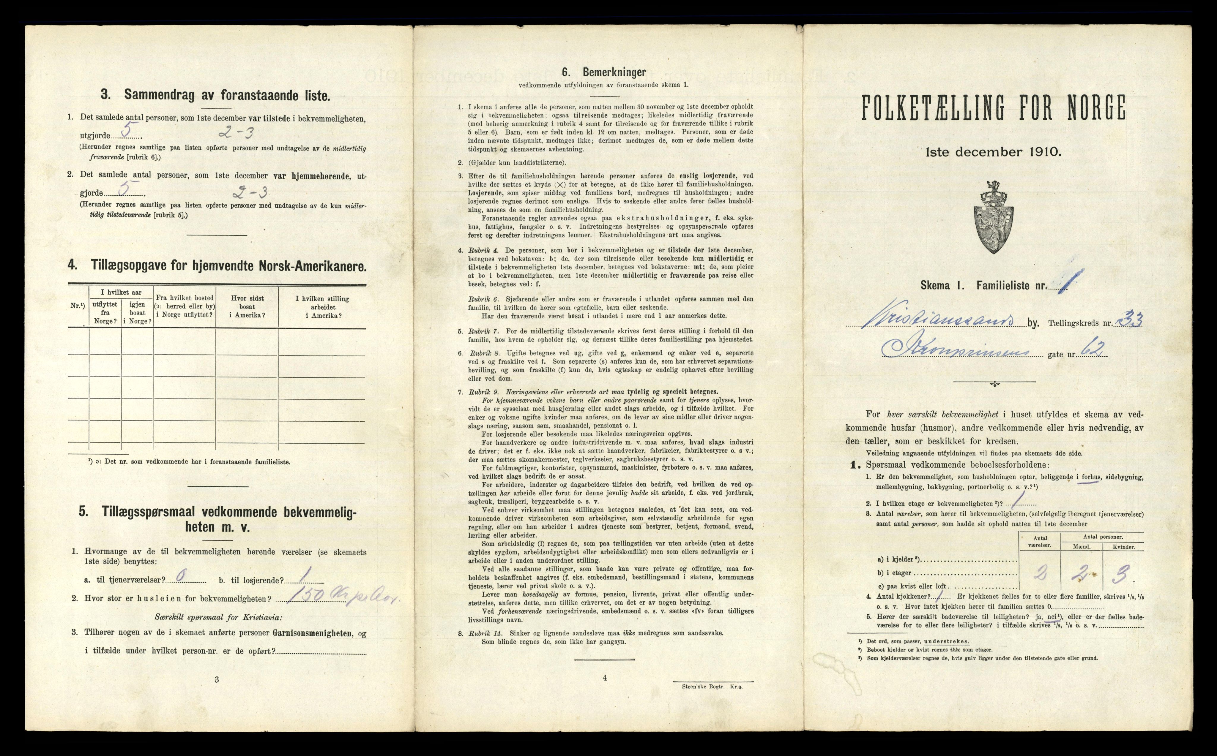 RA, 1910 census for Kristiansand, 1910, p. 8752