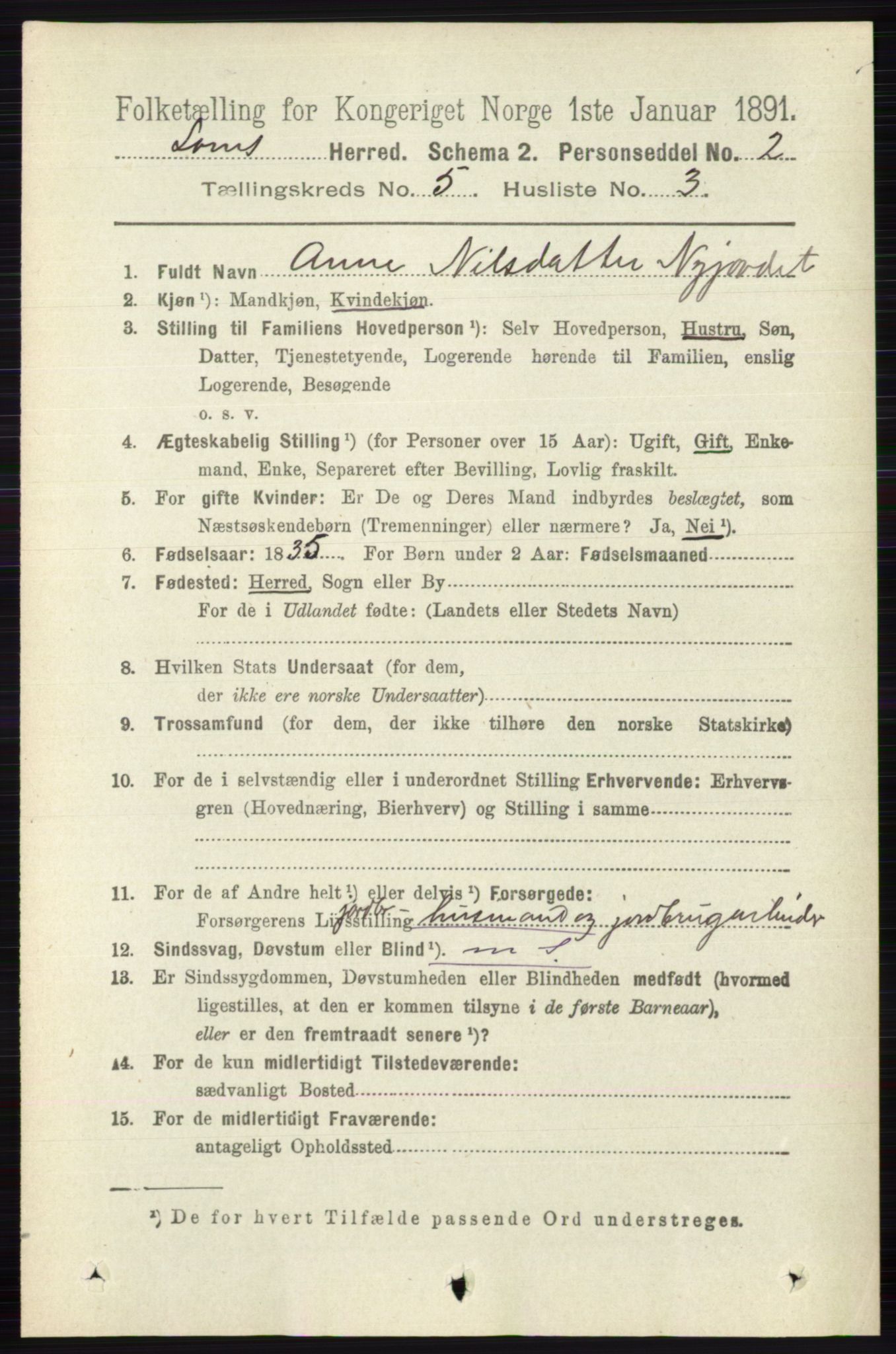 RA, 1891 census for 0514 Lom, 1891, p. 1861