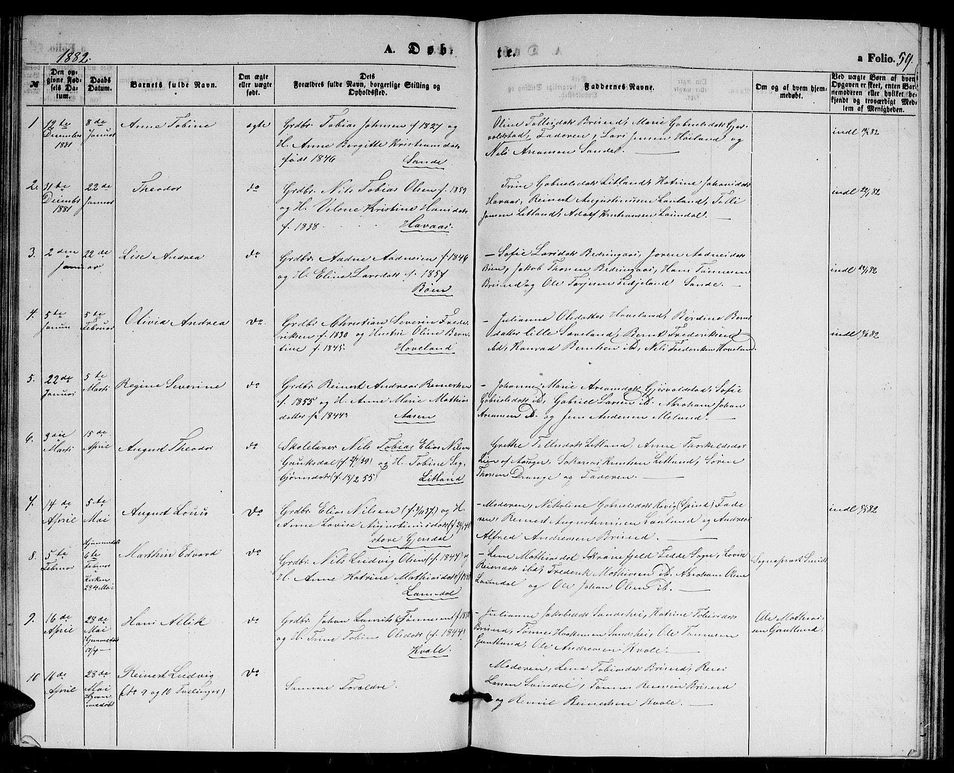 Herad sokneprestkontor, AV/SAK-1111-0018/F/Fb/Fba/L0003: Parish register (copy) no. B 3, 1863-1883, p. 59