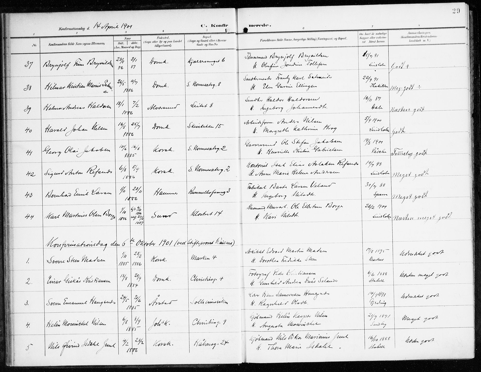 Domkirken sokneprestembete, SAB/A-74801/H/Haa/L0031: Parish register (official) no. C 6, 1898-1915, p. 29