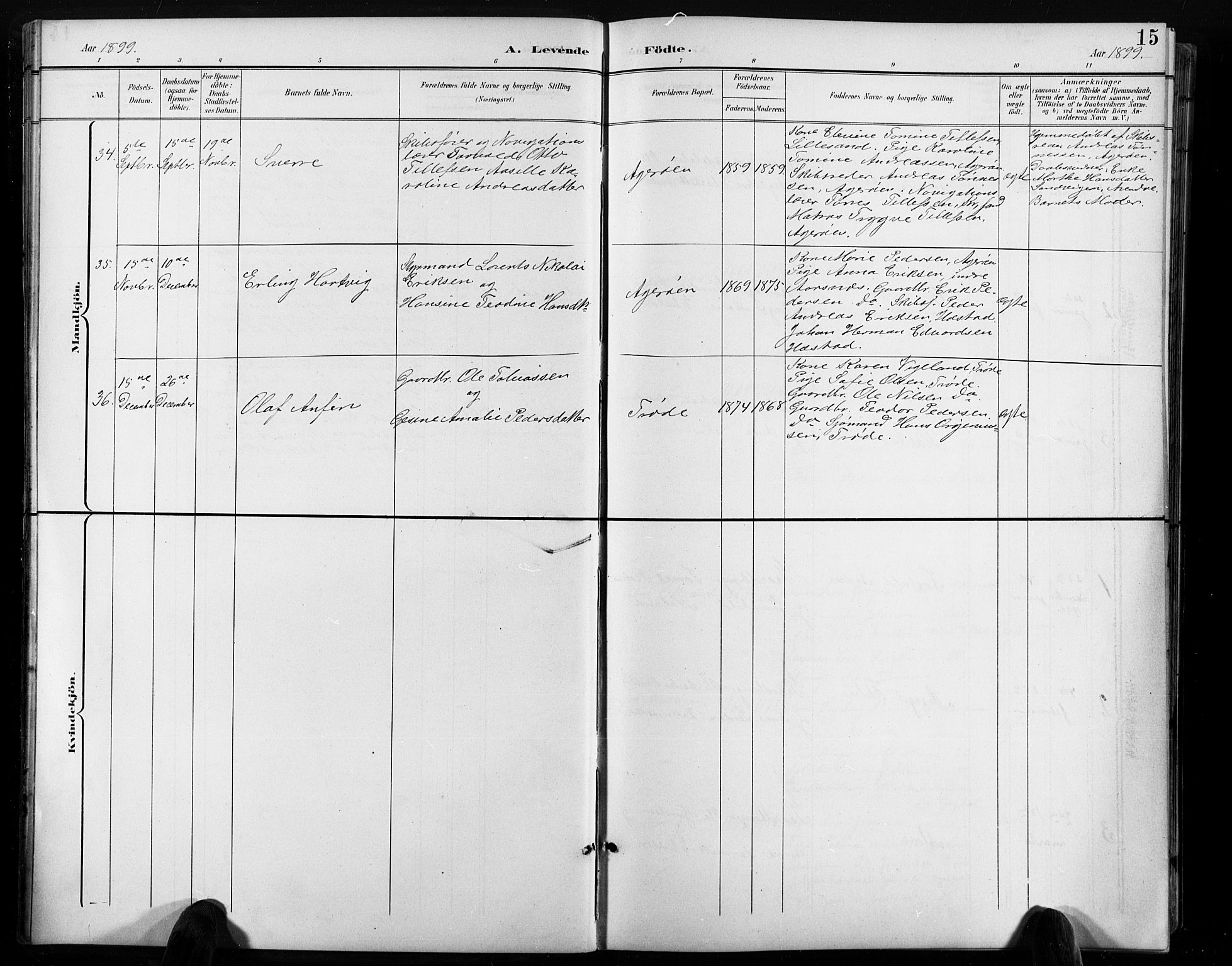 Høvåg sokneprestkontor, AV/SAK-1111-0025/F/Fb/L0005: Parish register (copy) no. B 5, 1898-1929, p. 15