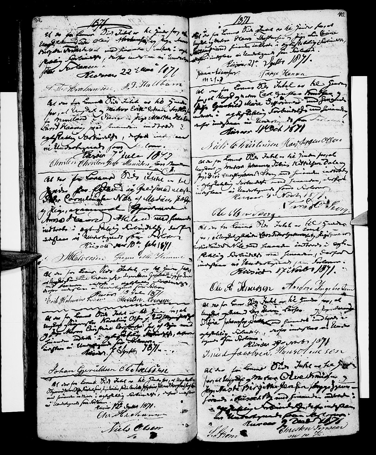 Risør sokneprestkontor, SAK/1111-0035/F/Fb/L0003: Parish register (copy) no. B 3 /1, 1812-1874, p. 40