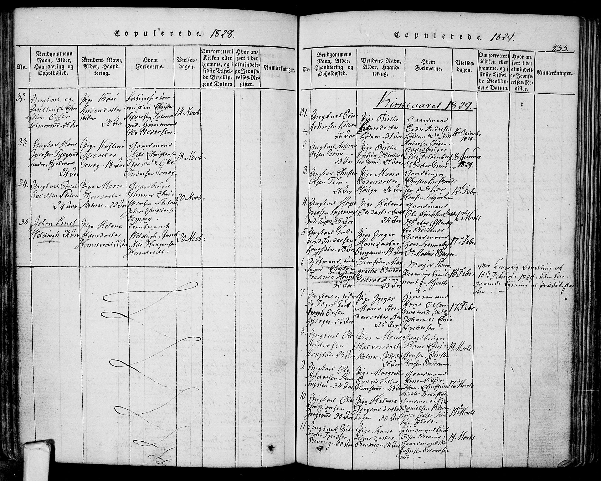 Eidsberg prestekontor Kirkebøker, SAO/A-10905/F/Fa/L0007: Parish register (official) no. I 7, 1814-1832, p. 233