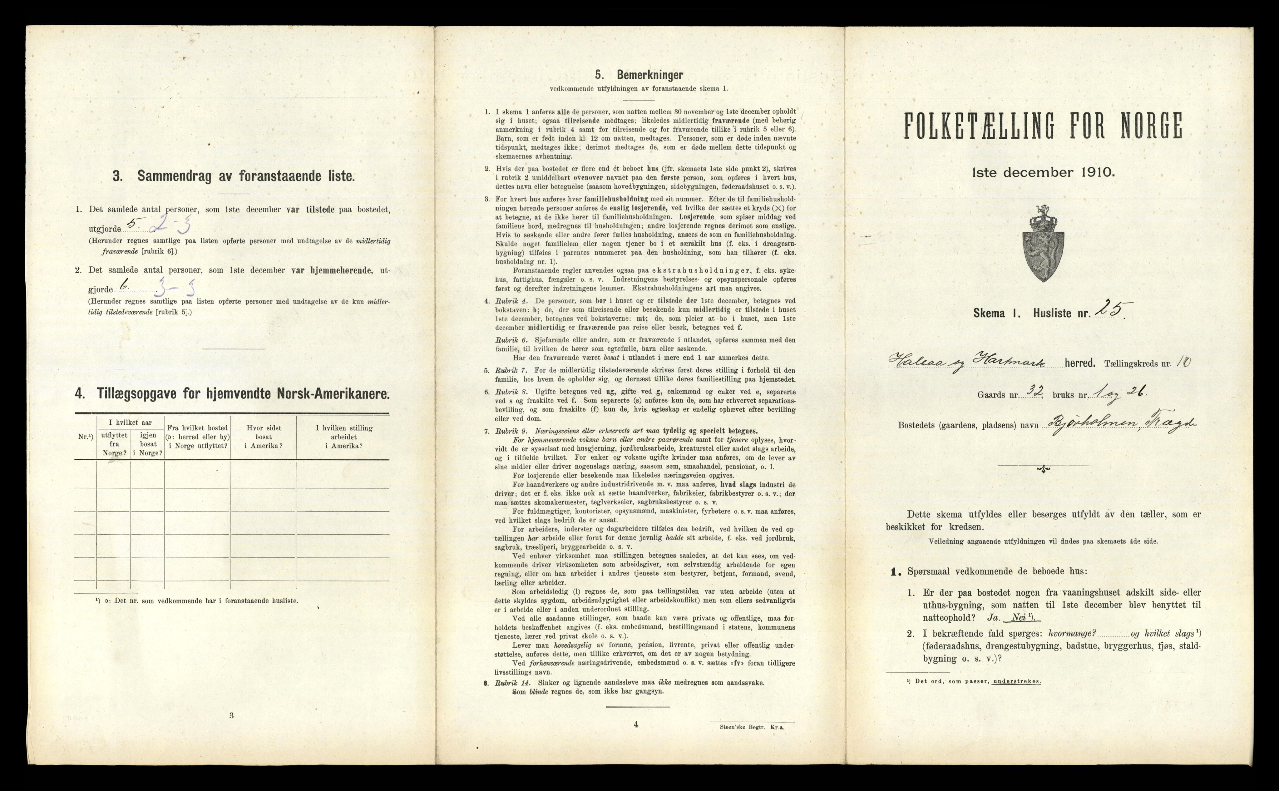 RA, 1910 census for Halse og Harkmark, 1910, p. 1036