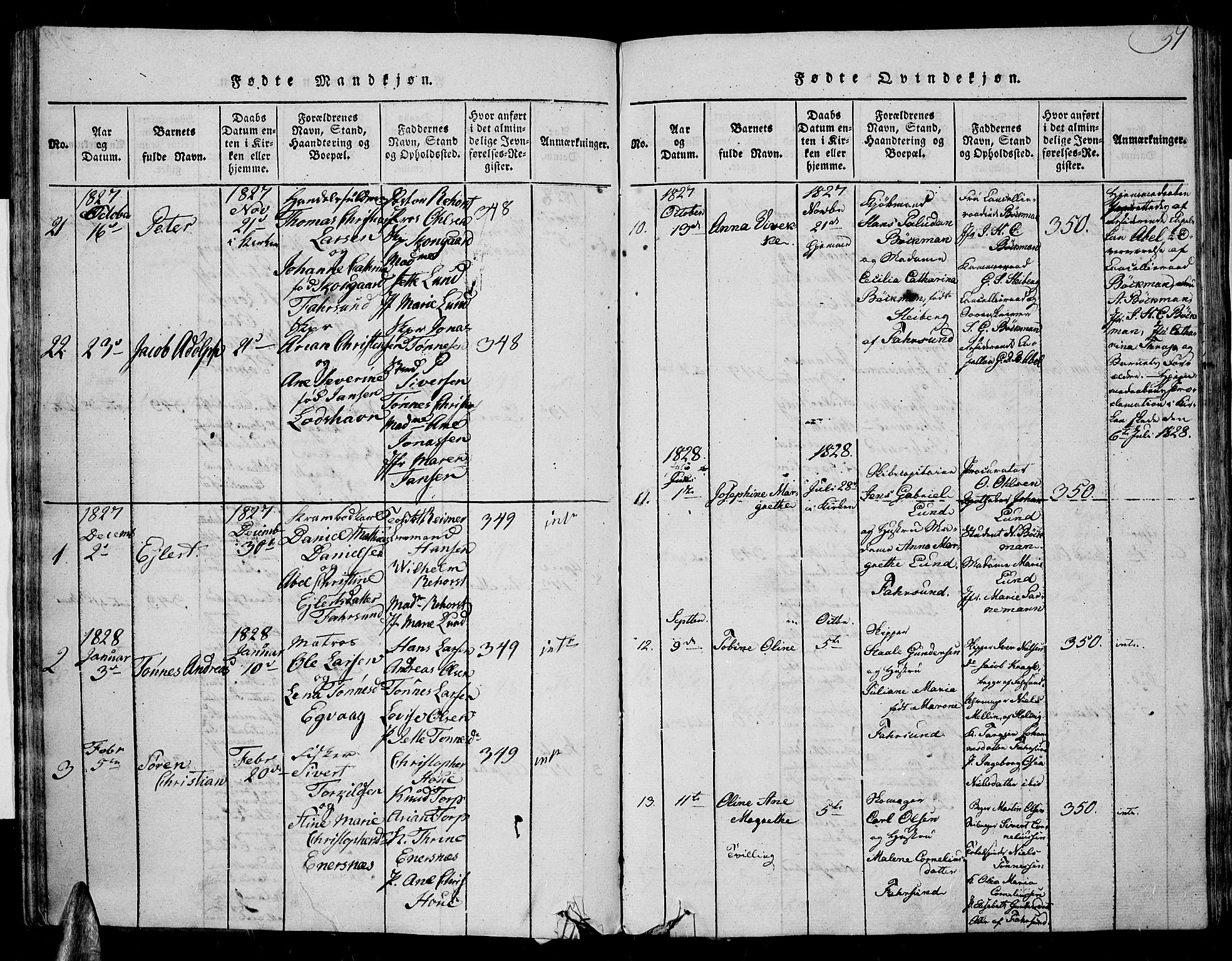 Farsund sokneprestkontor, SAK/1111-0009/F/Fa/L0002: Parish register (official) no. A 2, 1815-1836, p. 51