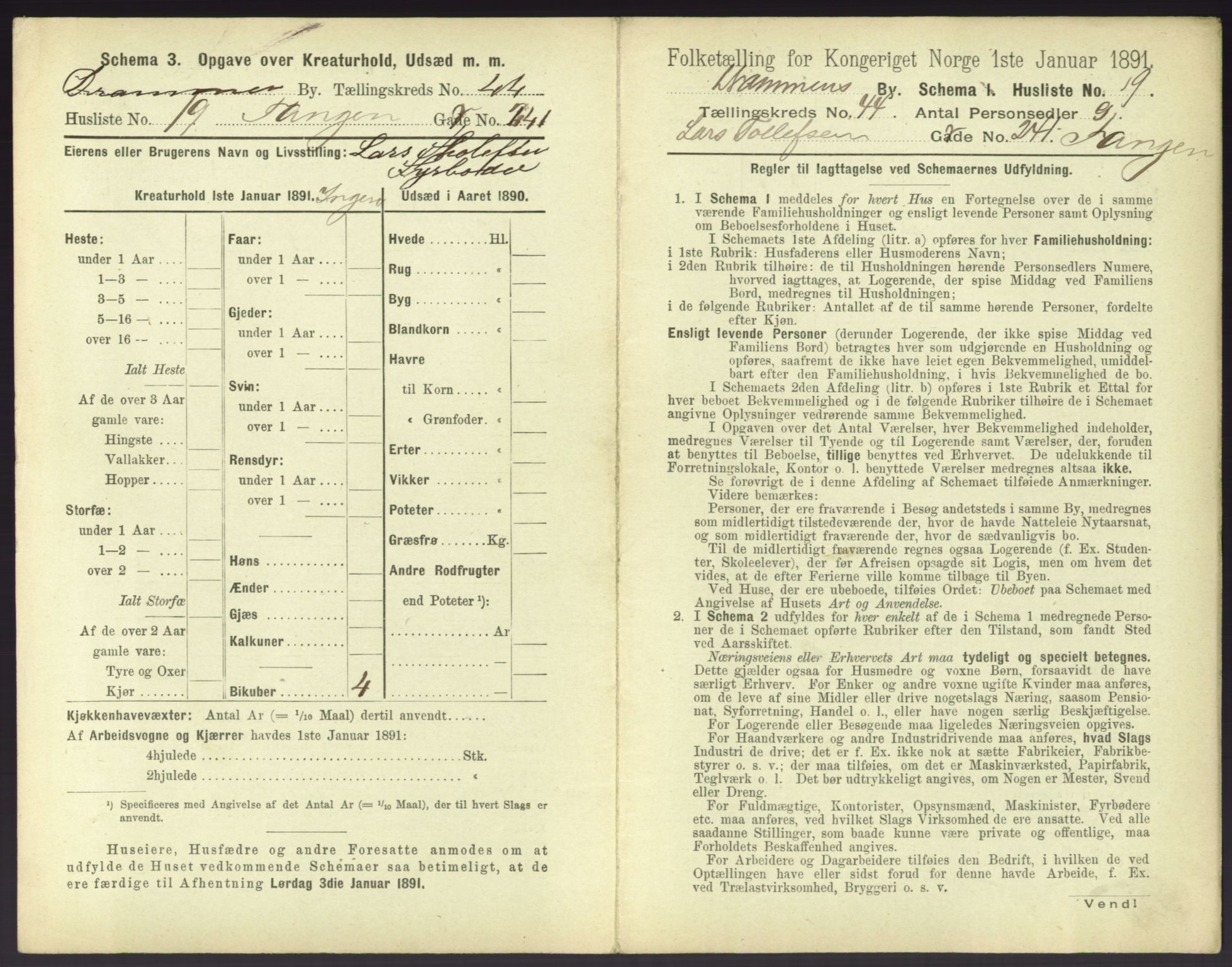 RA, 1891 census for 0602 Drammen, 1891, p. 3883