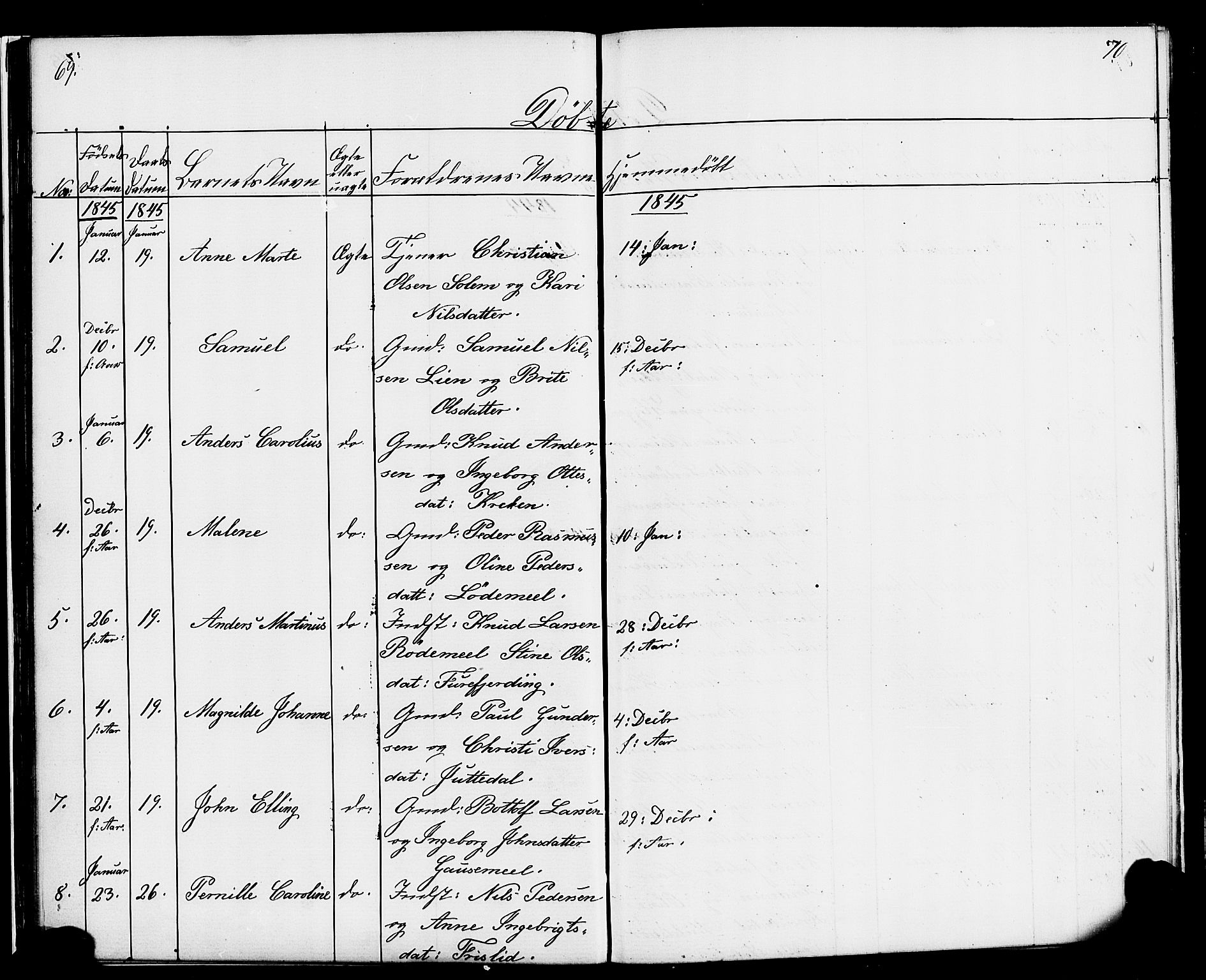Hornindal sokneprestembete, SAB/A-82401/H/Haa/Haaa/L0001: Parish register (official) no. A 1, 1837-1866, p. 70-71