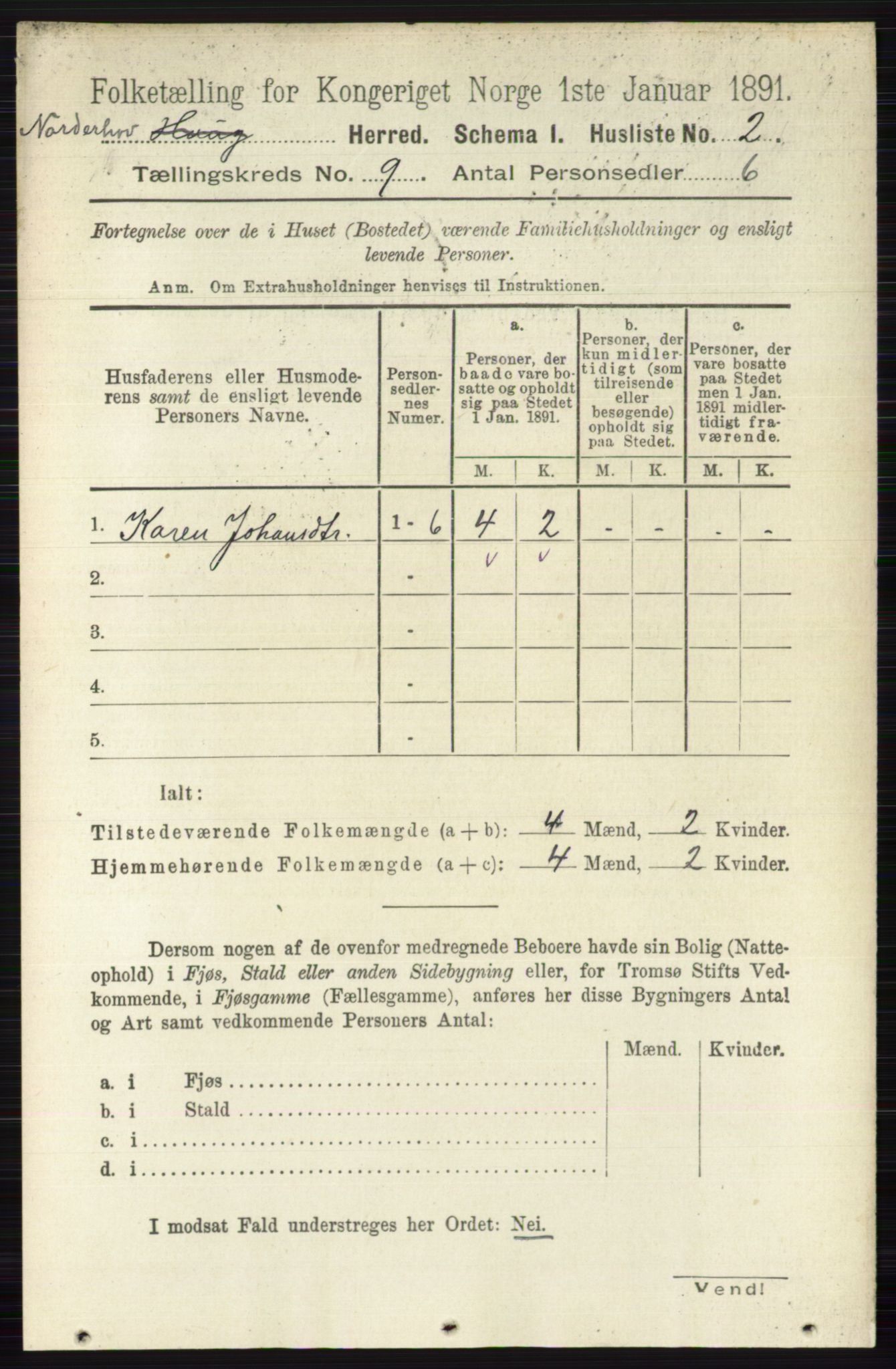 RA, 1891 census for 0613 Norderhov, 1891, p. 6484