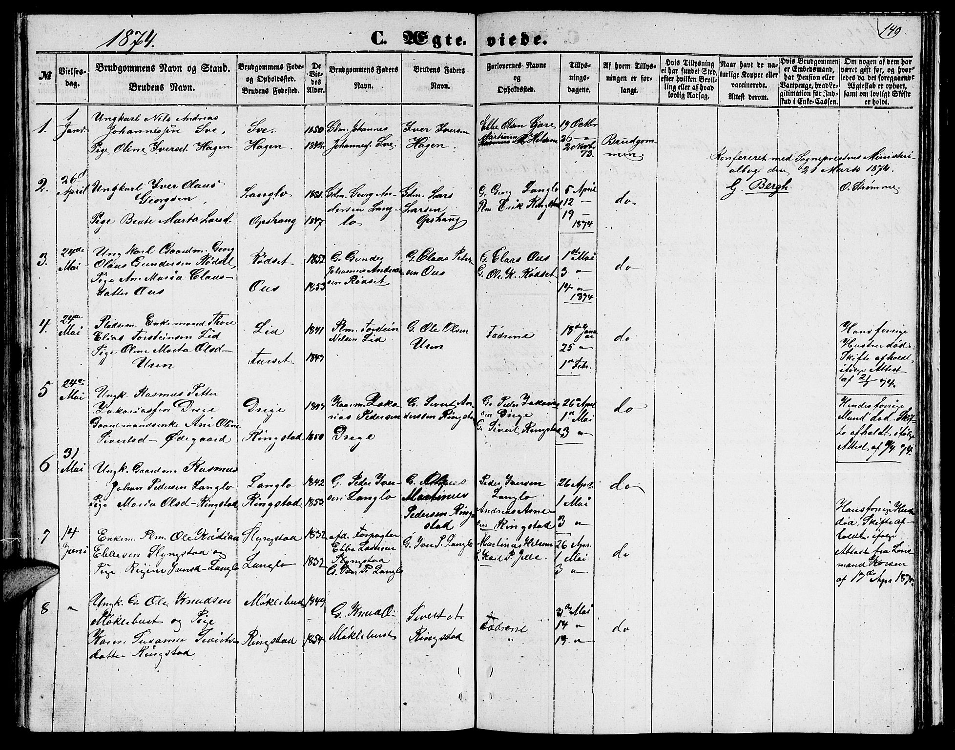 Ministerialprotokoller, klokkerbøker og fødselsregistre - Møre og Romsdal, AV/SAT-A-1454/520/L0291: Parish register (copy) no. 520C03, 1854-1881, p. 149