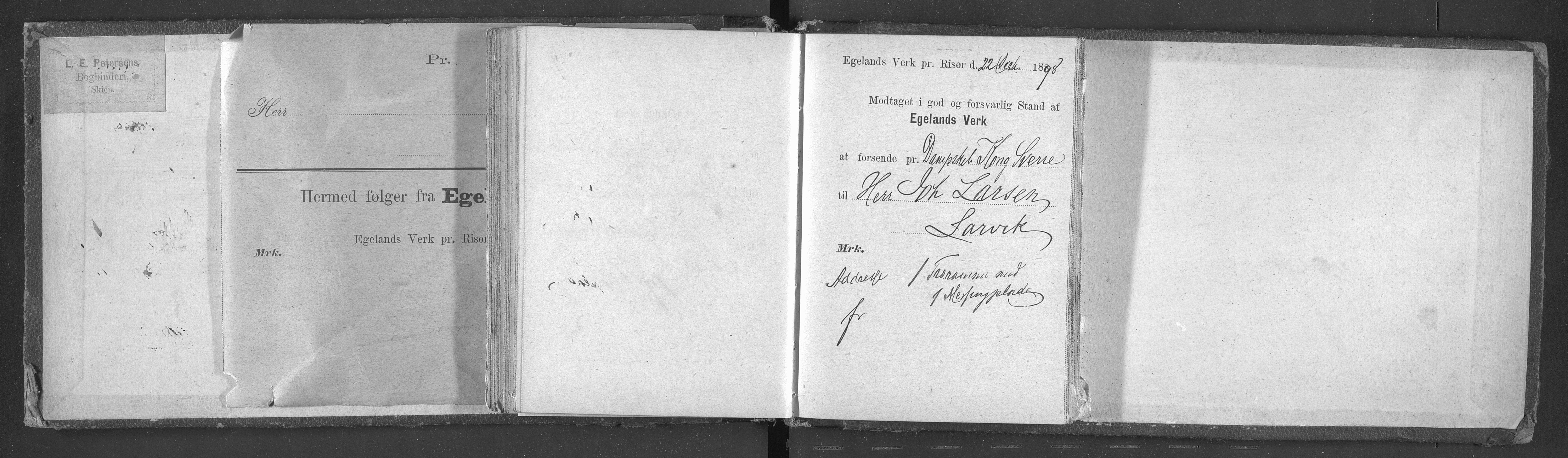 Egelands Jernverk, AAKS/PA-1907/01/L0030: Kvitteringsbok, 1889-1901