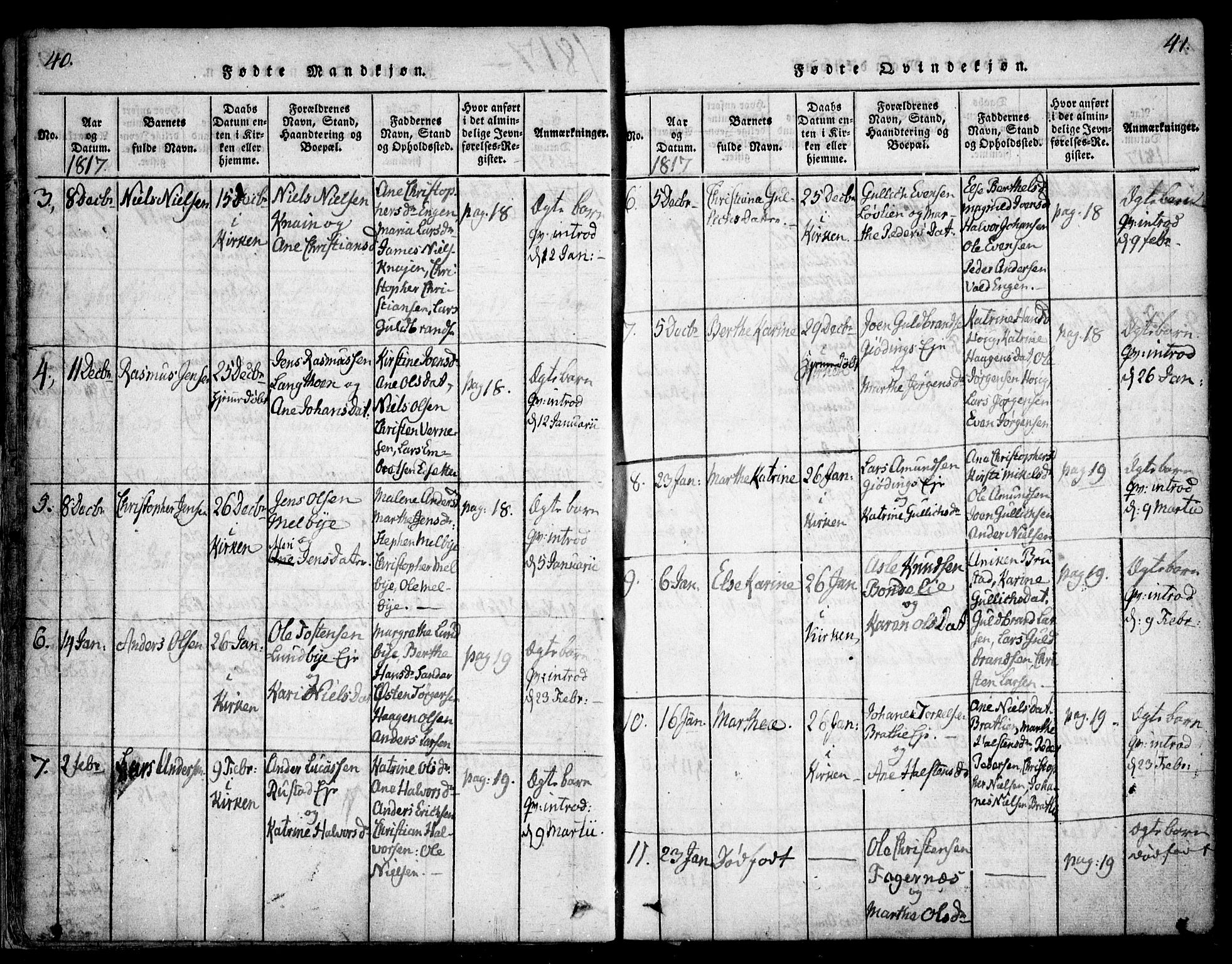 Hurdal prestekontor Kirkebøker, SAO/A-10889/F/Fa/L0003: Parish register (official) no. I 3, 1815-1828, p. 40-41