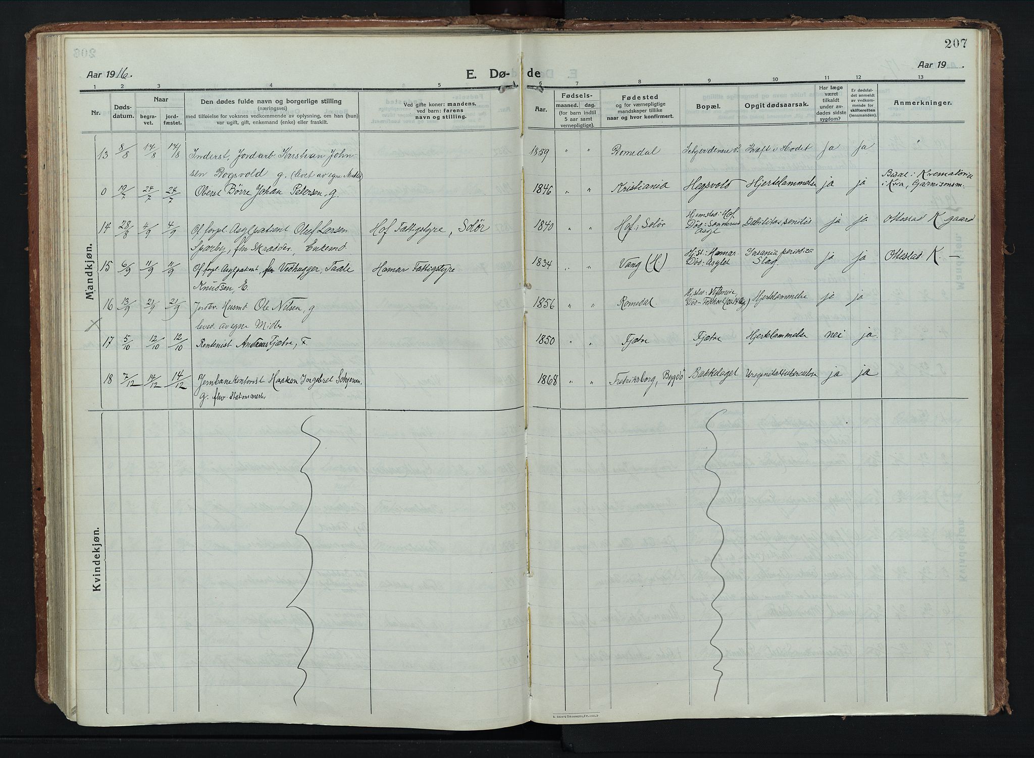 Stange prestekontor, AV/SAH-PREST-002/K/L0028: Parish register (official) no. 28, 1913-1932, p. 207