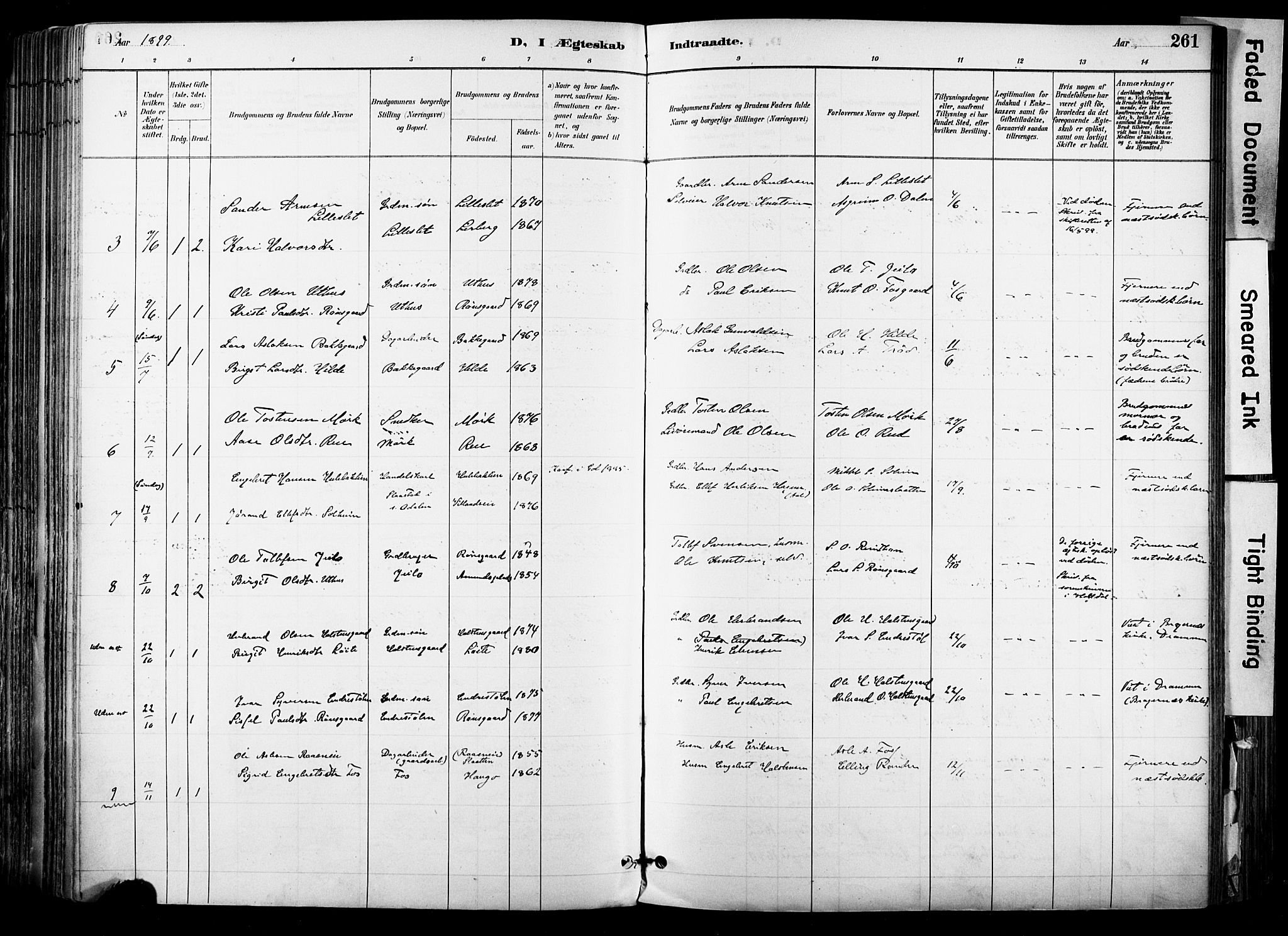 Hol kirkebøker, AV/SAKO-A-227/F/Fa/L0003: Parish register (official) no. I 3, 1887-1918, p. 261