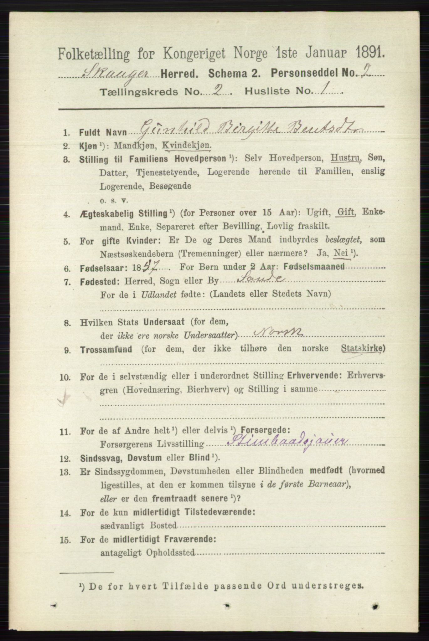 RA, 1891 census for 0712 Skoger, 1891, p. 856