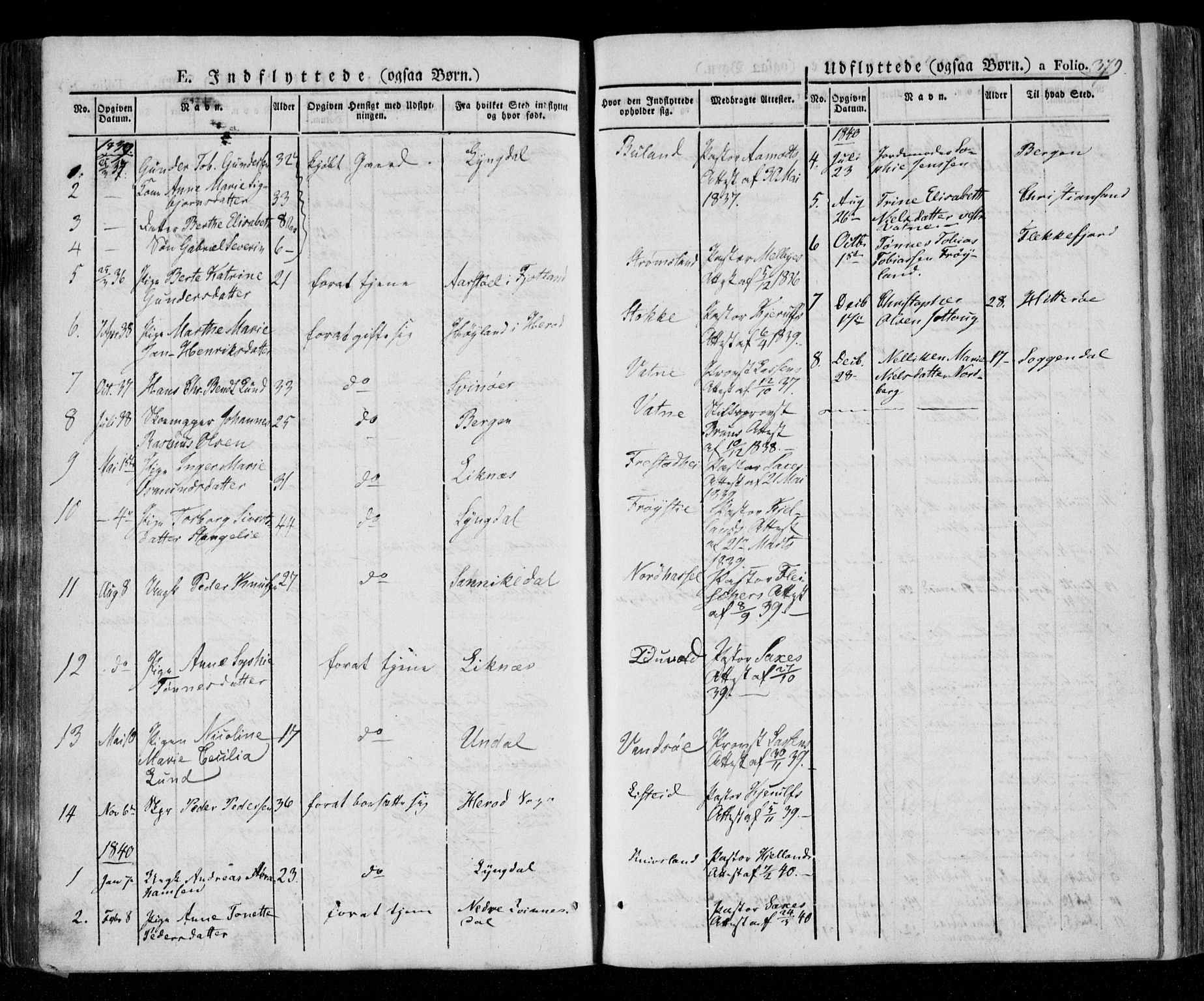 Lista sokneprestkontor, AV/SAK-1111-0027/F/Fa/L0009: Parish register (official) no. A 9, 1835-1846, p. 379