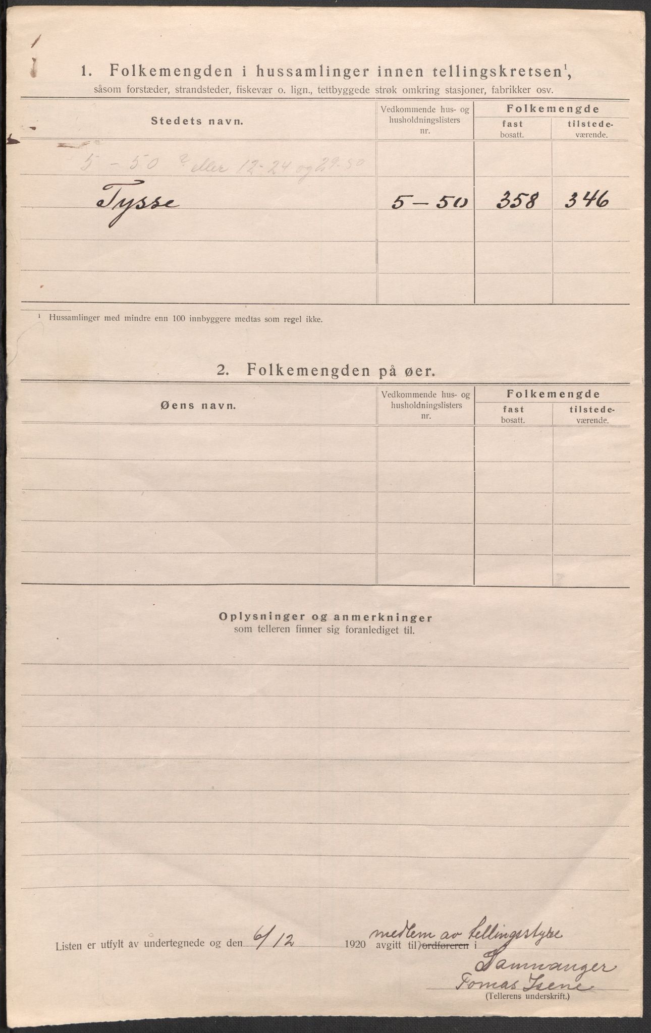 SAB, 1920 census for Samnanger, 1920, p. 42