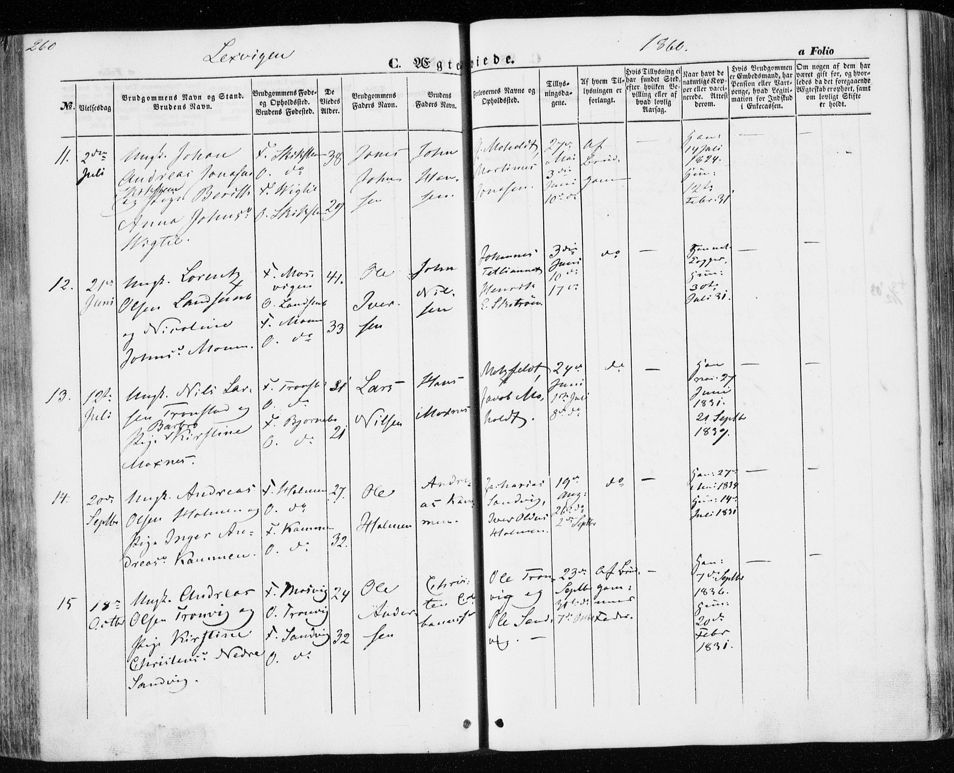 Ministerialprotokoller, klokkerbøker og fødselsregistre - Nord-Trøndelag, SAT/A-1458/701/L0008: Parish register (official) no. 701A08 /1, 1854-1863, p. 260