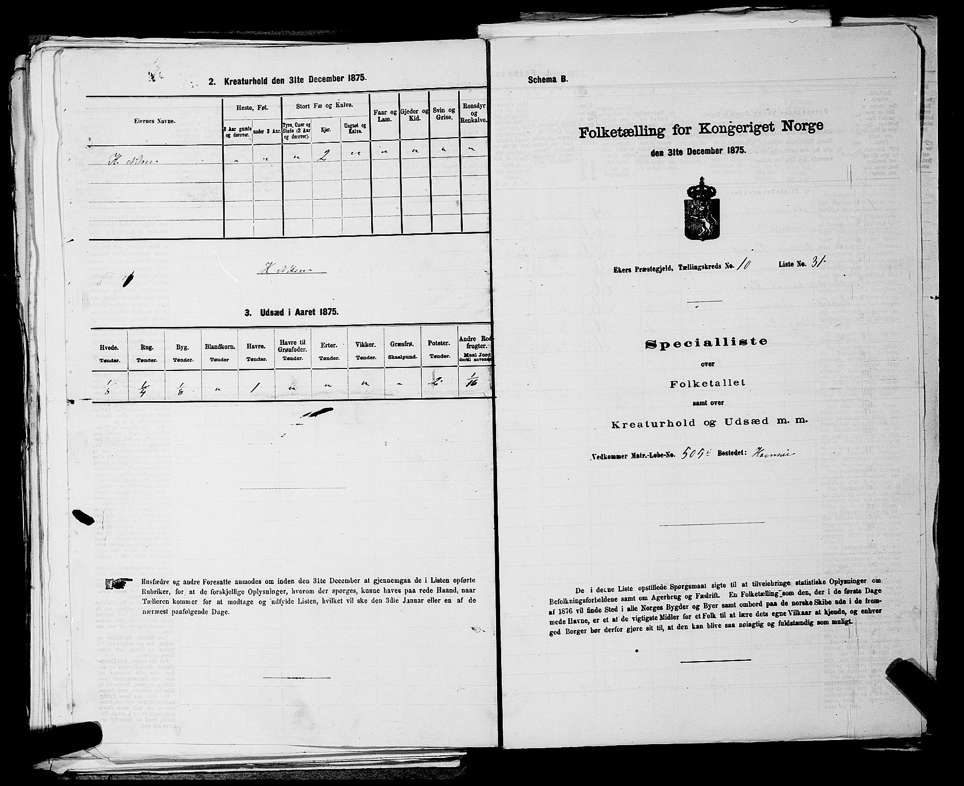 SAKO, 1875 census for 0624P Eiker, 1875, p. 1715