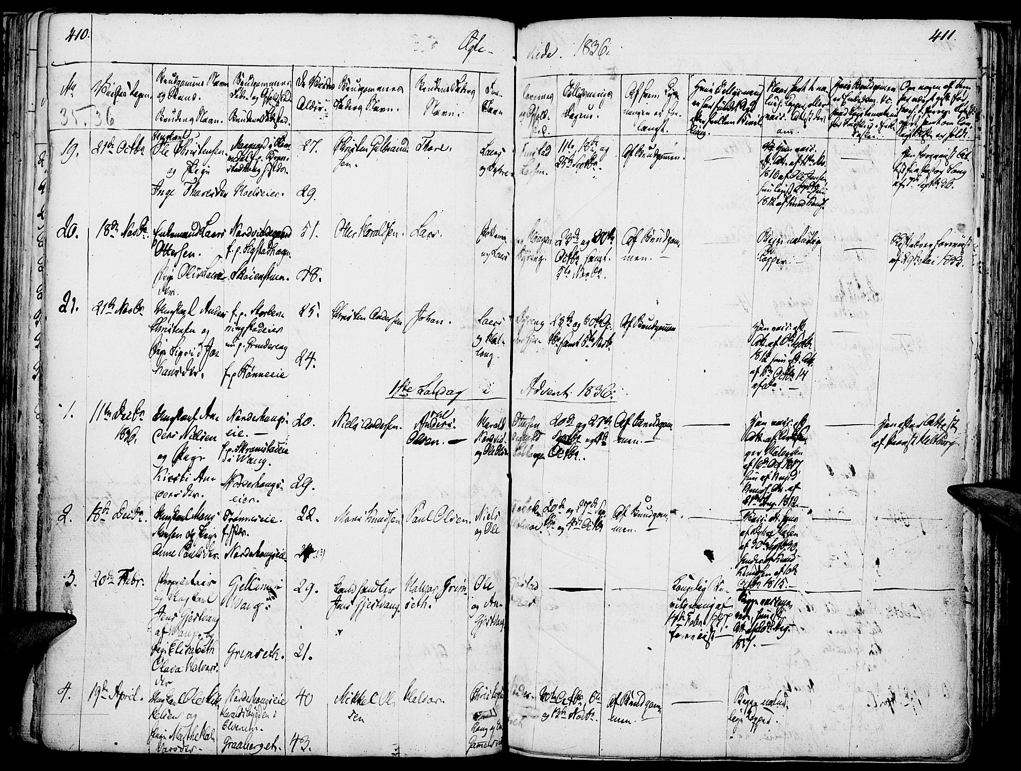 Løten prestekontor, SAH/PREST-022/K/Ka/L0006: Parish register (official) no. 6, 1832-1849, p. 410-411