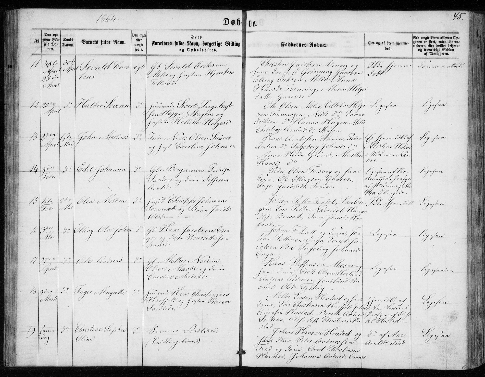 Ministerialprotokoller, klokkerbøker og fødselsregistre - Nordland, SAT/A-1459/843/L0634: Parish register (copy) no. 843C03, 1860-1884, p. 45