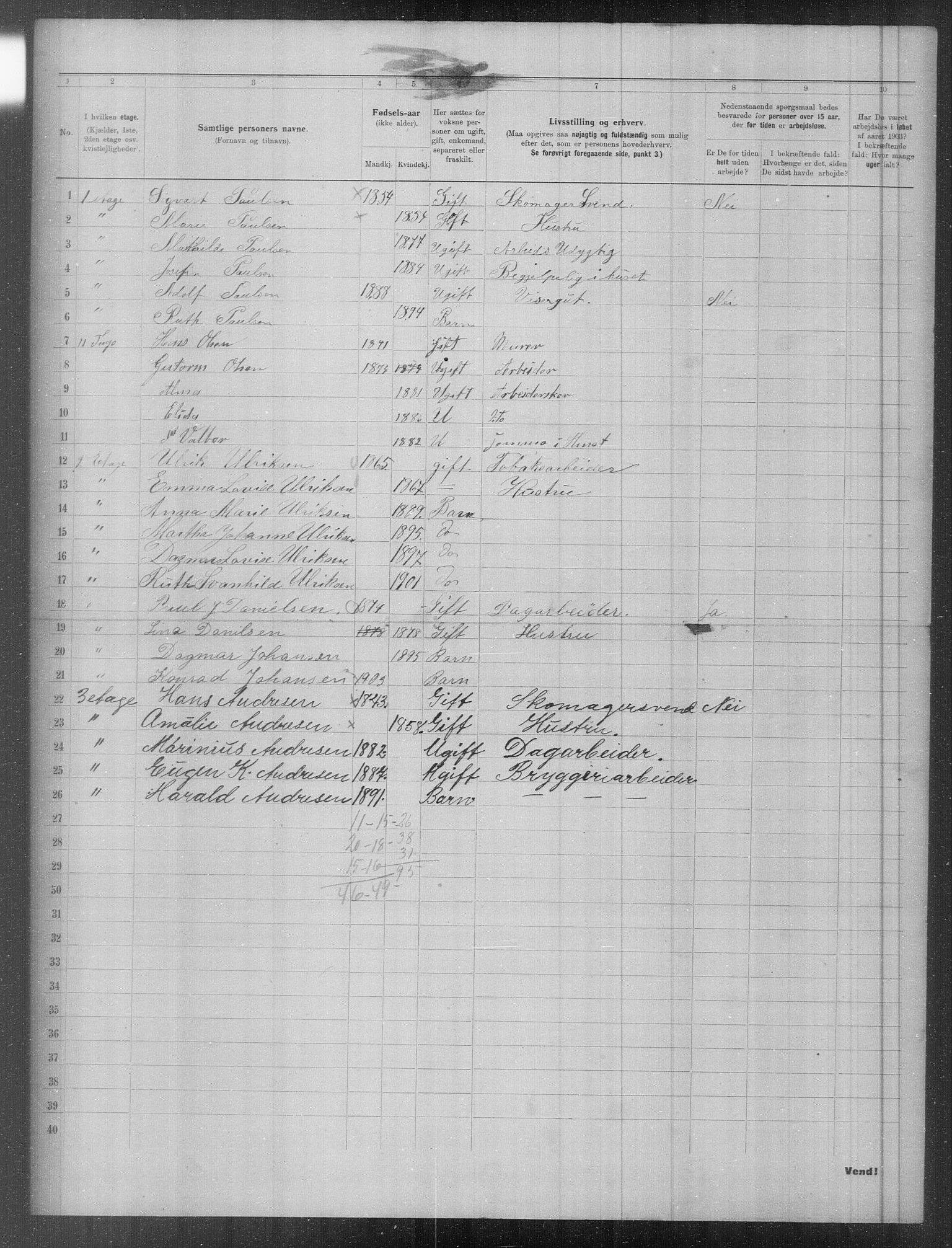 OBA, Municipal Census 1903 for Kristiania, 1903, p. 6351