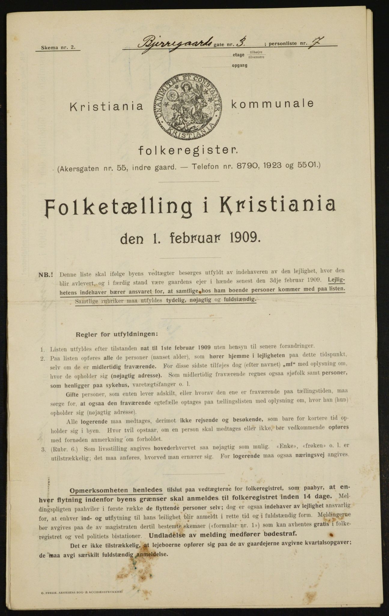 OBA, Municipal Census 1909 for Kristiania, 1909, p. 5136