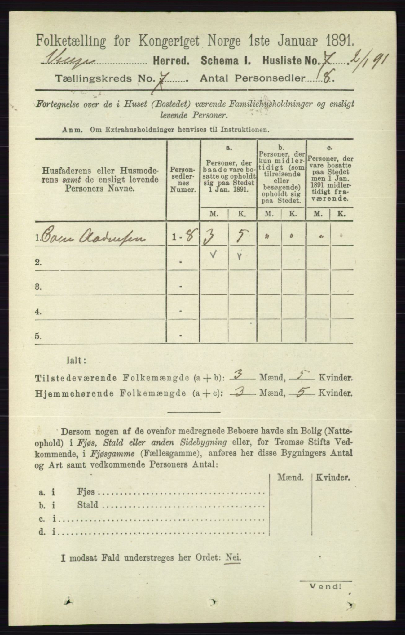 RA, 1891 census for 0834 Vinje, 1891, p. 1756