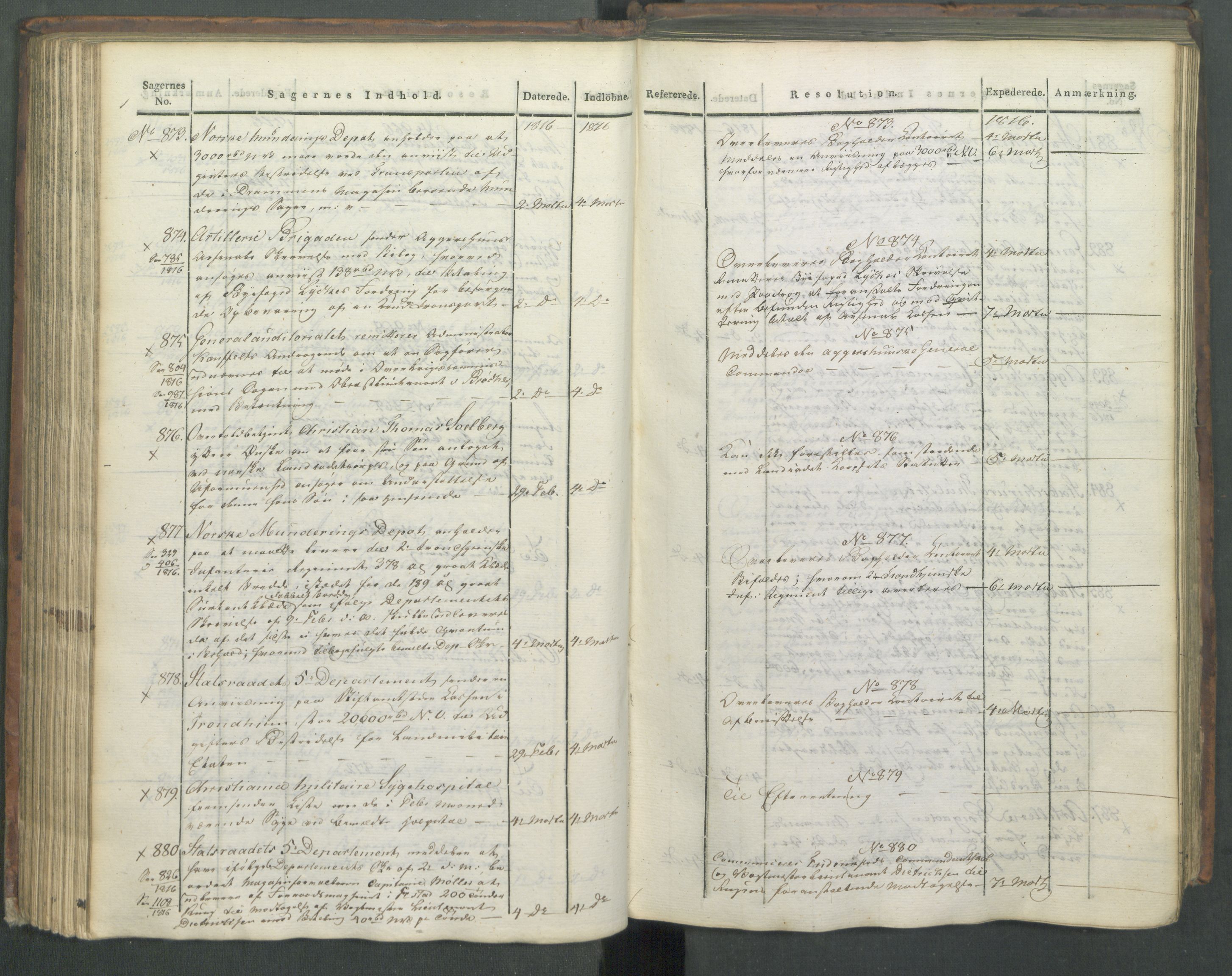 Armédepartementet, AV/RA-RAFA-3493/C/Ca/L0008: 6. Departements Journal, 1816