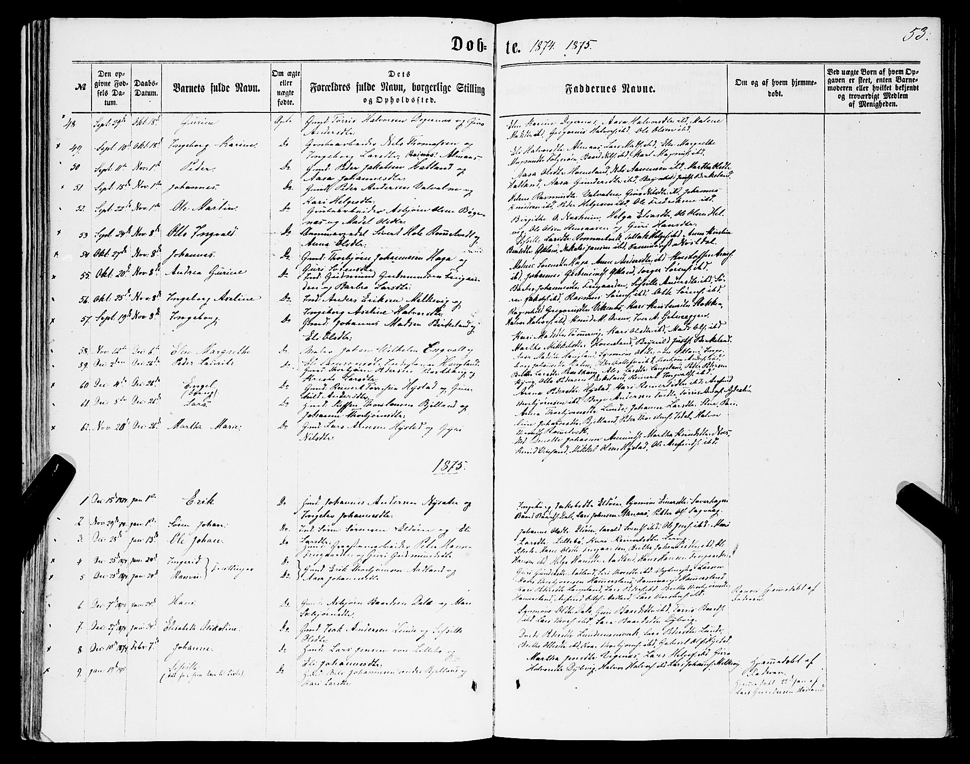 Stord sokneprestembete, AV/SAB-A-78201/H/Haa: Parish register (official) no. B 1, 1862-1877, p. 53