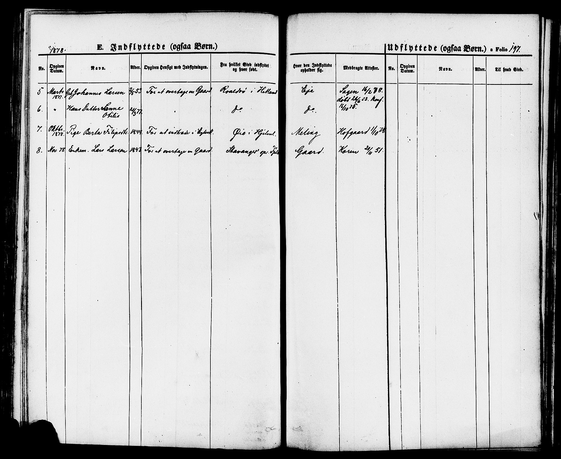 Finnøy sokneprestkontor, SAST/A-101825/H/Ha/Haa/L0008: Parish register (official) no. A 8, 1863-1878, p. 197