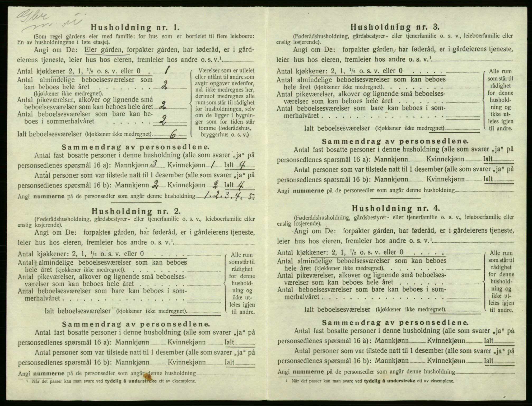 SAB, 1920 census for Kvam, 1920, p. 1410