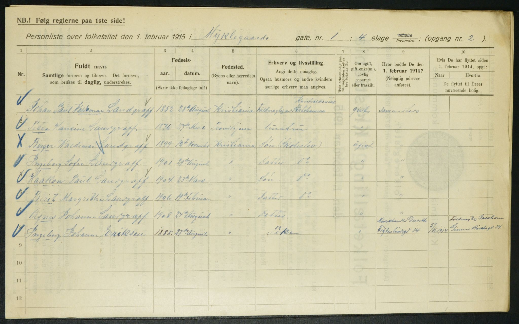 OBA, Municipal Census 1915 for Kristiania, 1915, p. 67624