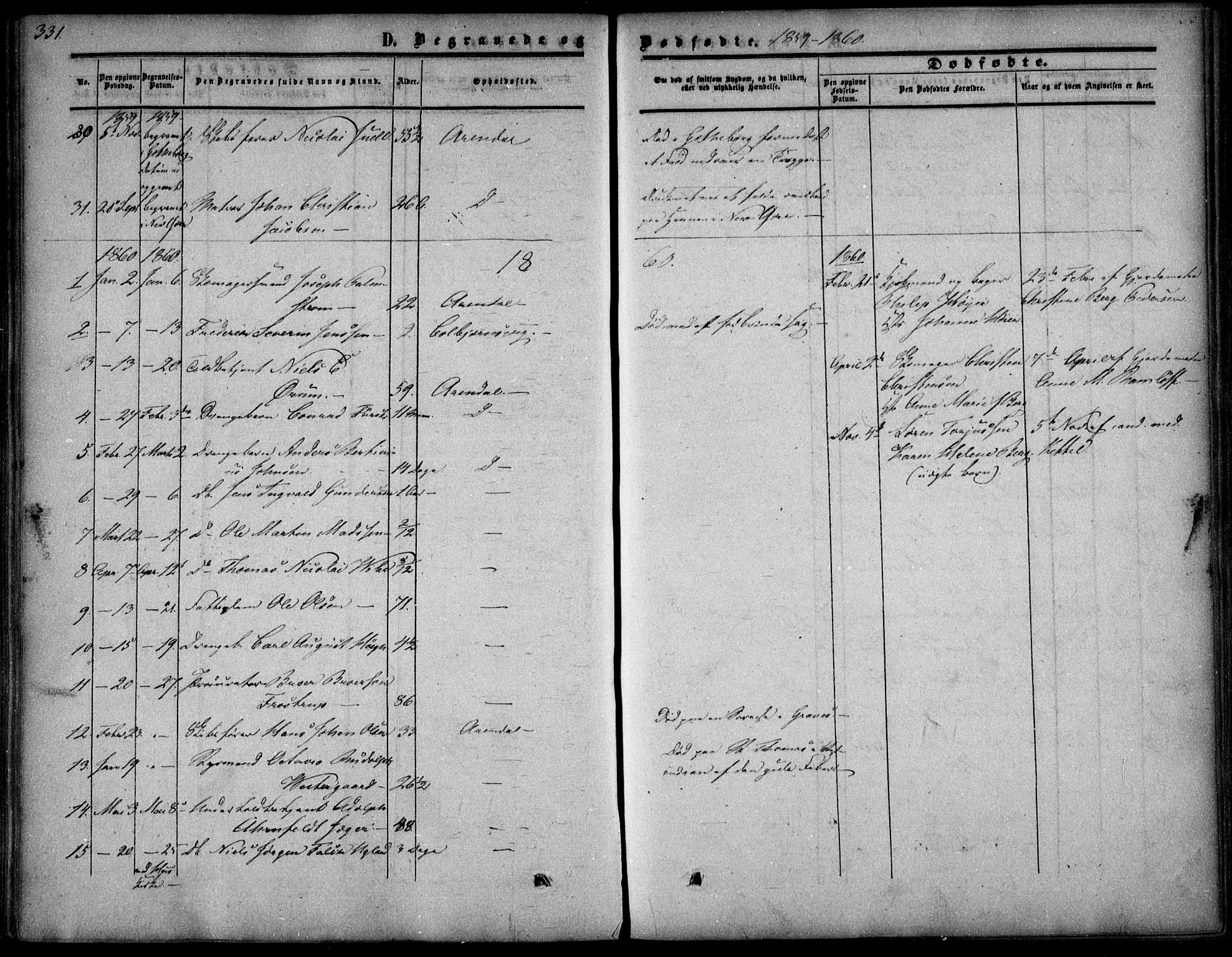 Arendal sokneprestkontor, Trefoldighet, AV/SAK-1111-0040/F/Fa/L0006: Parish register (official) no. A 6, 1855-1868, p. 331