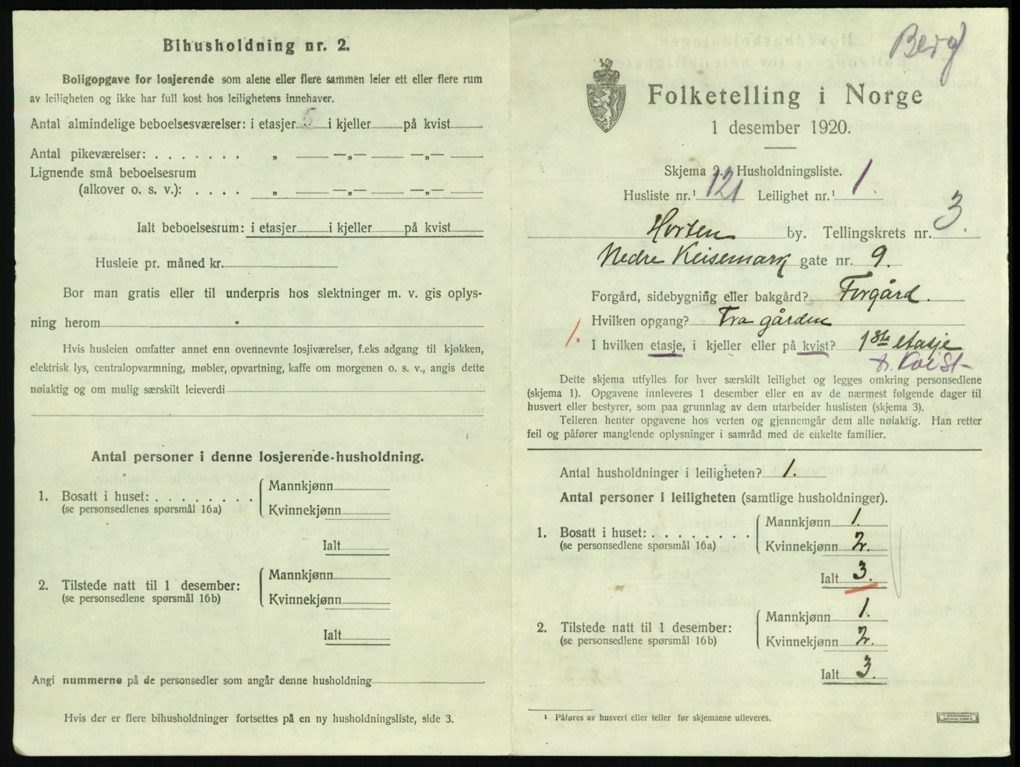 SAKO, 1920 census for Horten, 1920, p. 4533