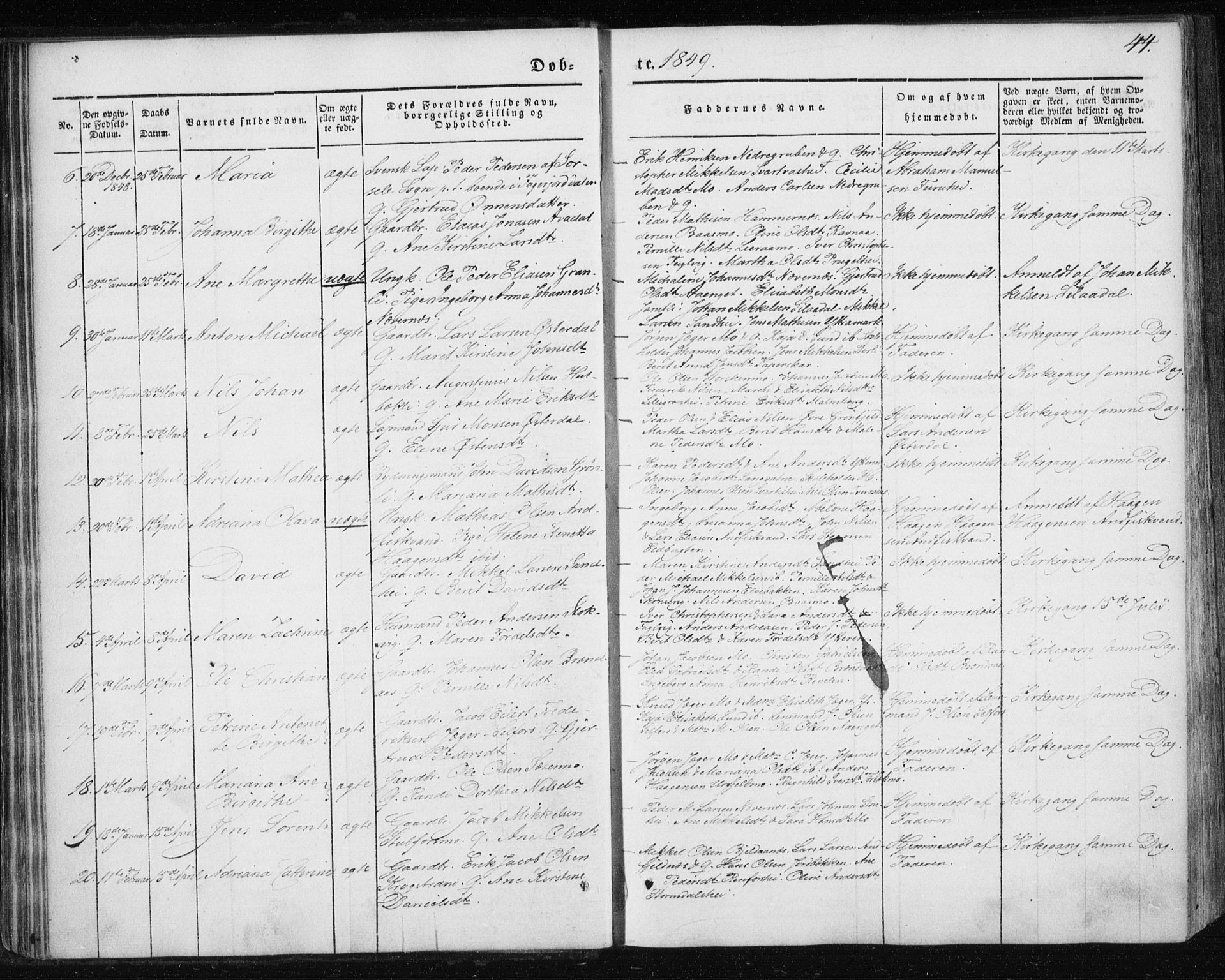 Ministerialprotokoller, klokkerbøker og fødselsregistre - Nordland, AV/SAT-A-1459/827/L0391: Parish register (official) no. 827A03, 1842-1852, p. 44