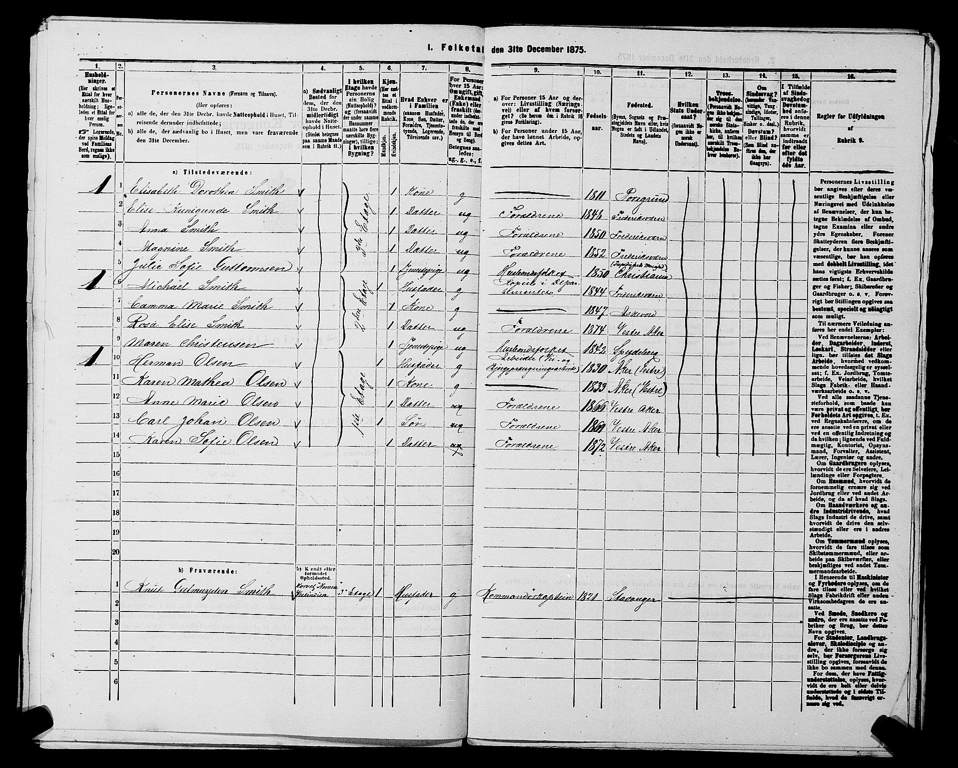 RA, 1875 census for 0218aP Vestre Aker, 1875, p. 2356