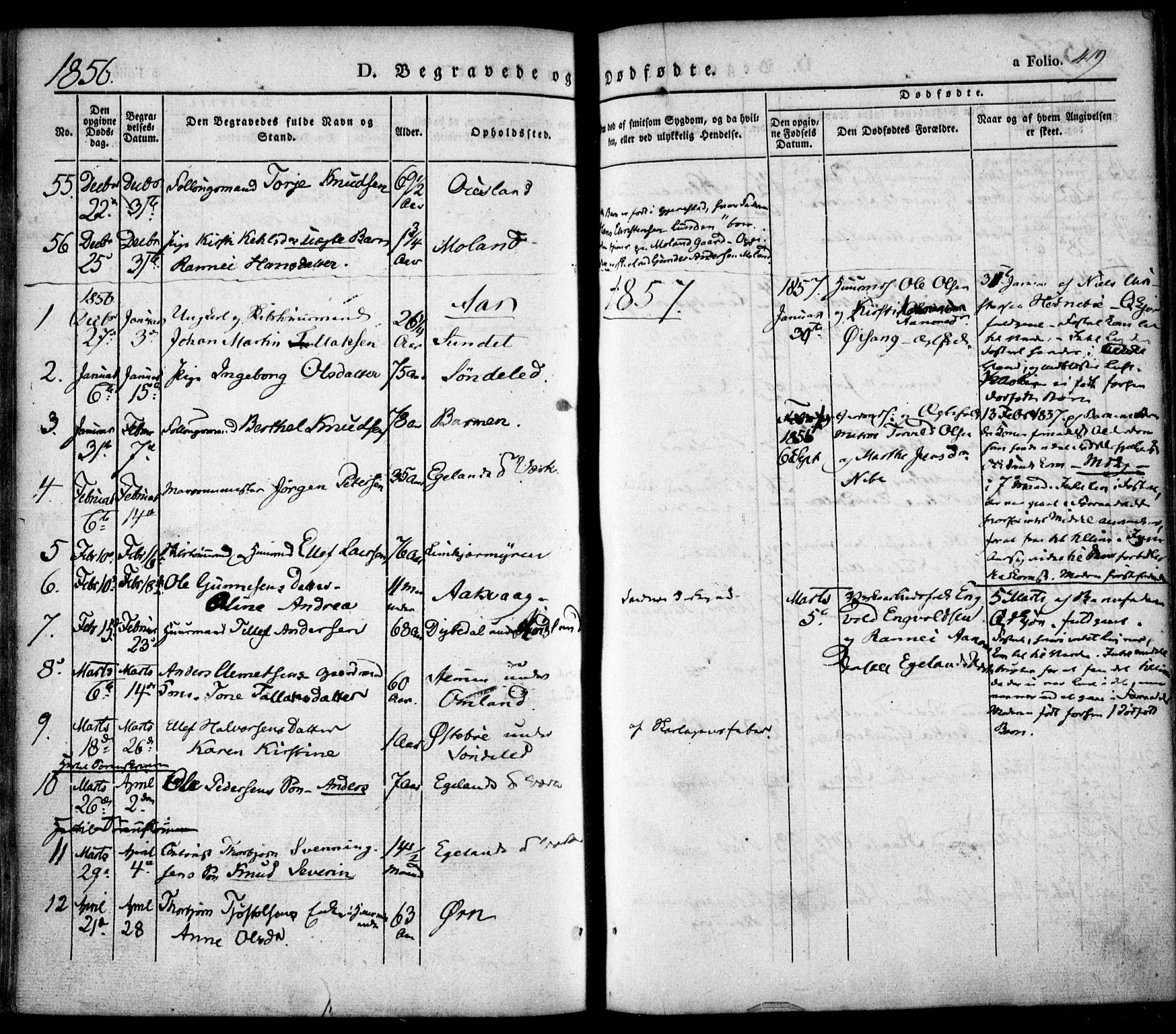 Søndeled sokneprestkontor, AV/SAK-1111-0038/F/Fa/L0002: Parish register (official) no. A 2, 1839-1860, p. 419