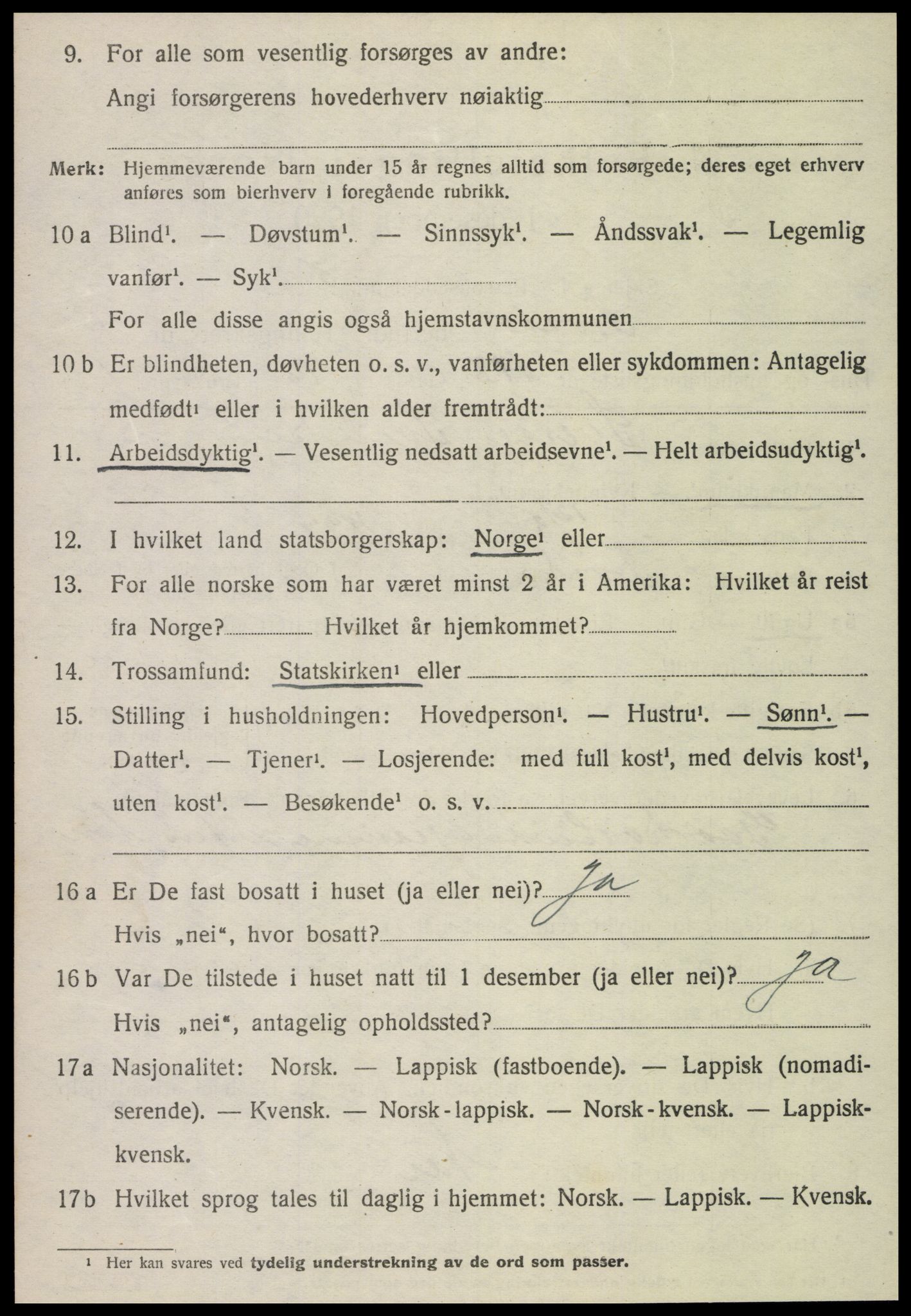 SAT, 1920 census for Frosta, 1920, p. 2327