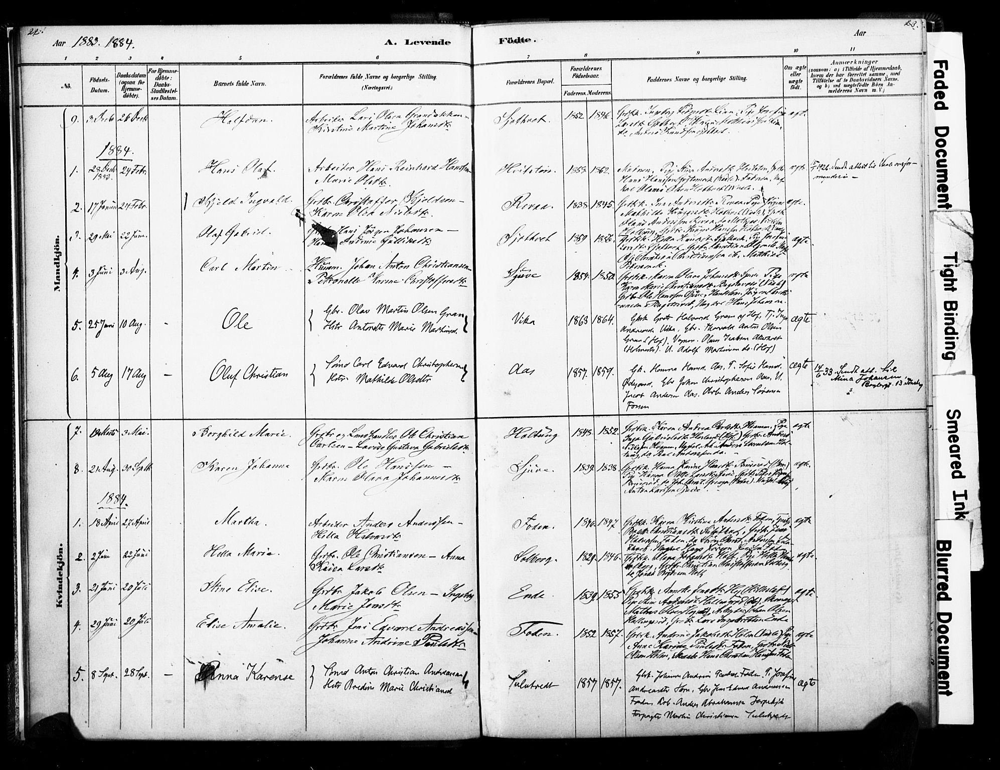 Ramnes kirkebøker, SAKO/A-314/F/Fb/L0001: Parish register (official) no. II 1, 1878-1894, p. 22-23