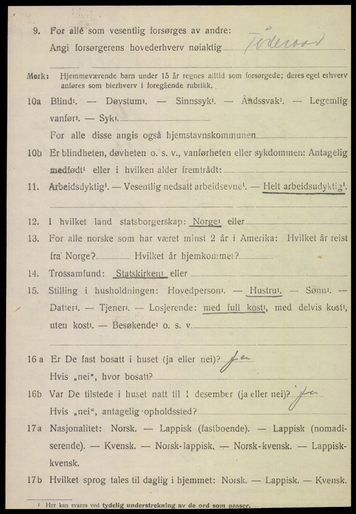 SAT, 1920 census for Vikna, 1920, p. 4616