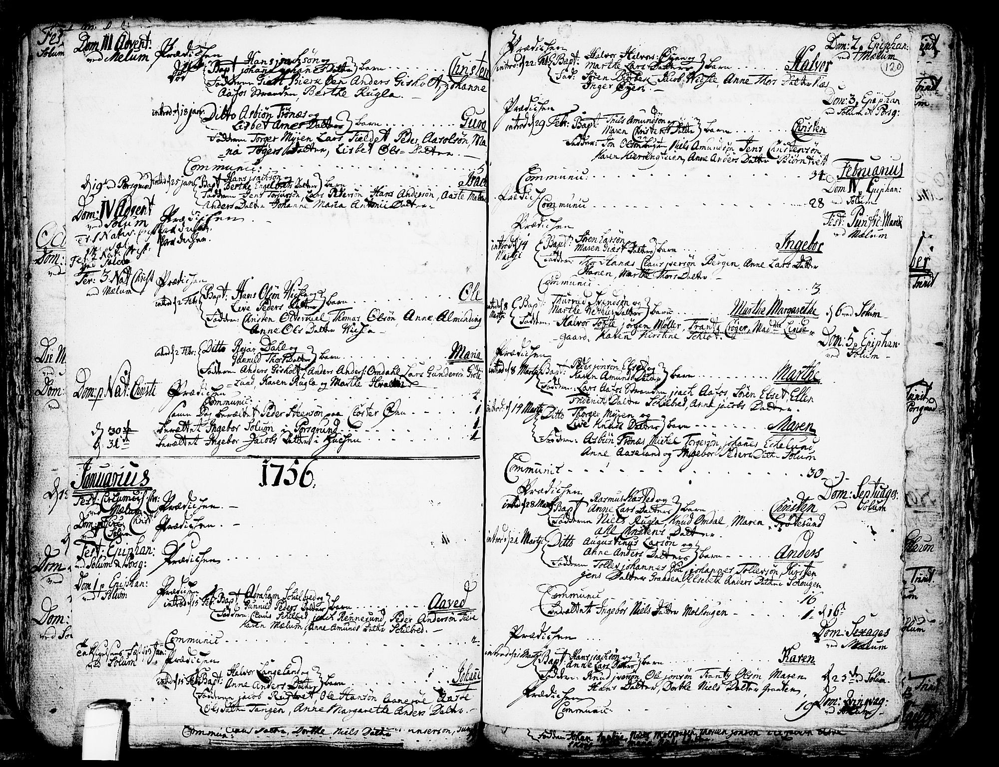 Solum kirkebøker, SAKO/A-306/F/Fa/L0002: Parish register (official) no. I 2, 1713-1761, p. 120