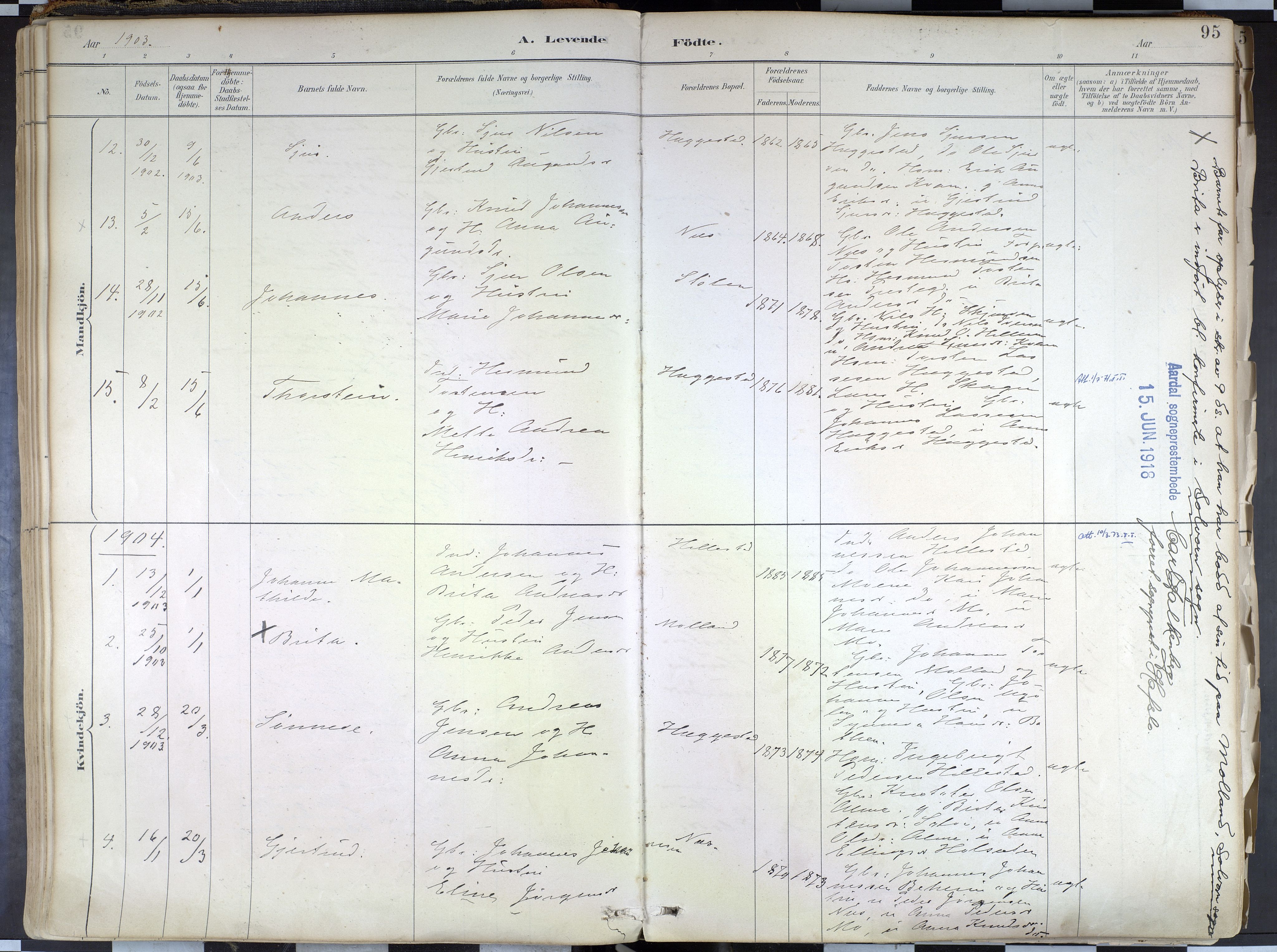 Hafslo sokneprestembete, SAB/A-80301/H/Haa/Haab/L0001: Parish register (official) no. B 1, 1886-1945, p. 95