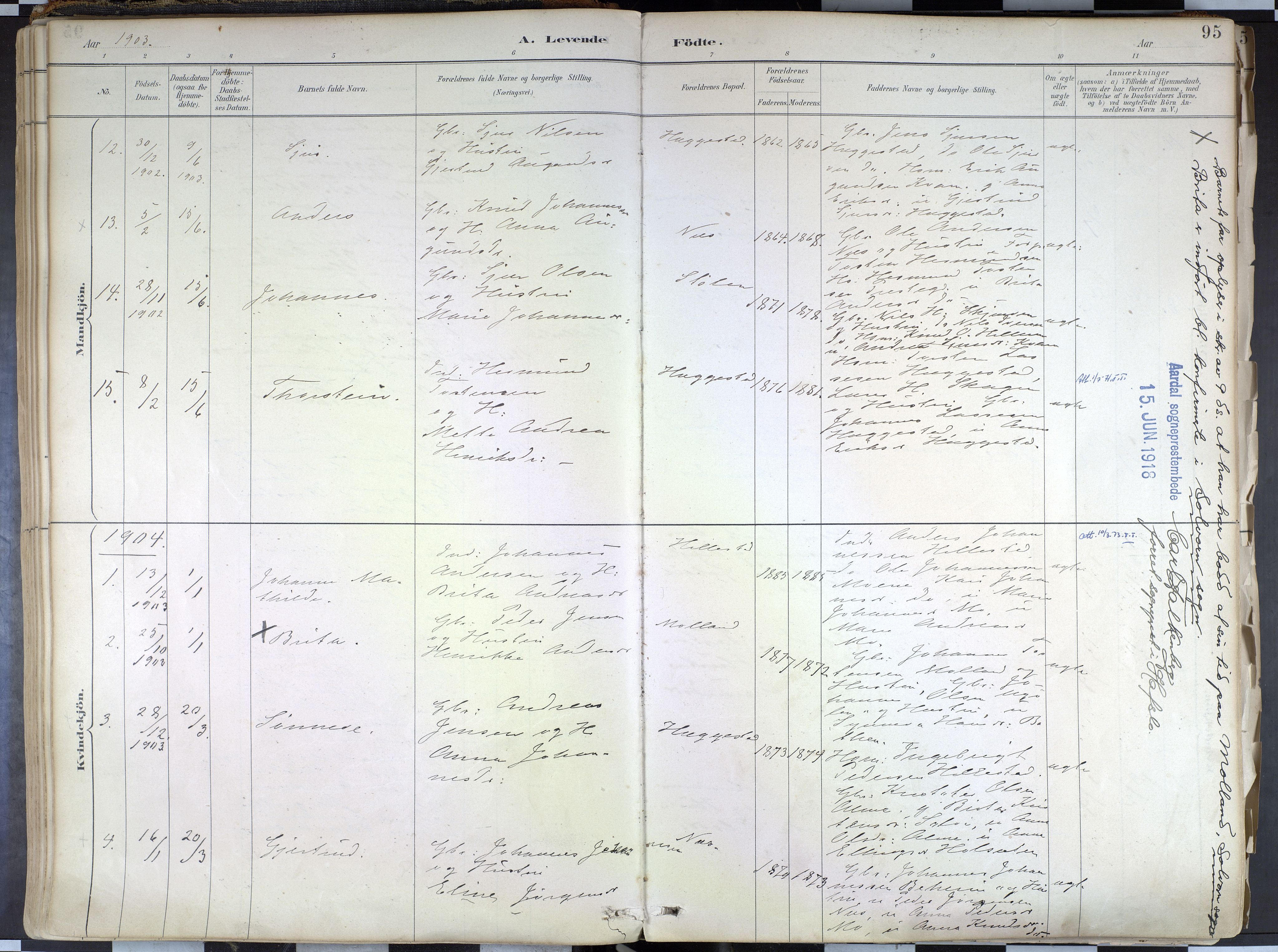 Hafslo sokneprestembete, AV/SAB-A-80301/H/Haa/Haab/L0001: Parish register (official) no. B 1, 1886-1945, p. 95