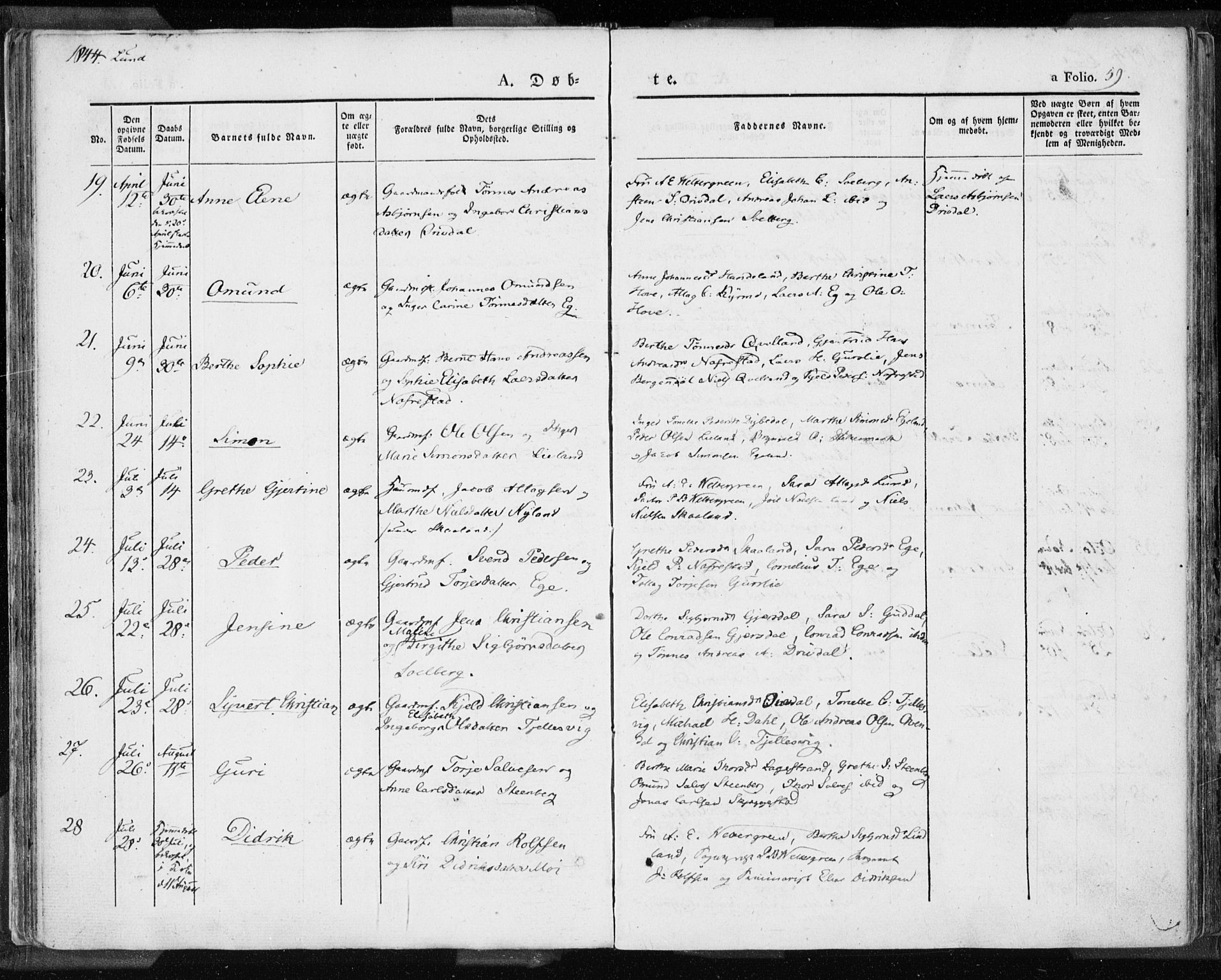 Lund sokneprestkontor, AV/SAST-A-101809/S06/L0007: Parish register (official) no. A 7.1, 1833-1854, p. 59