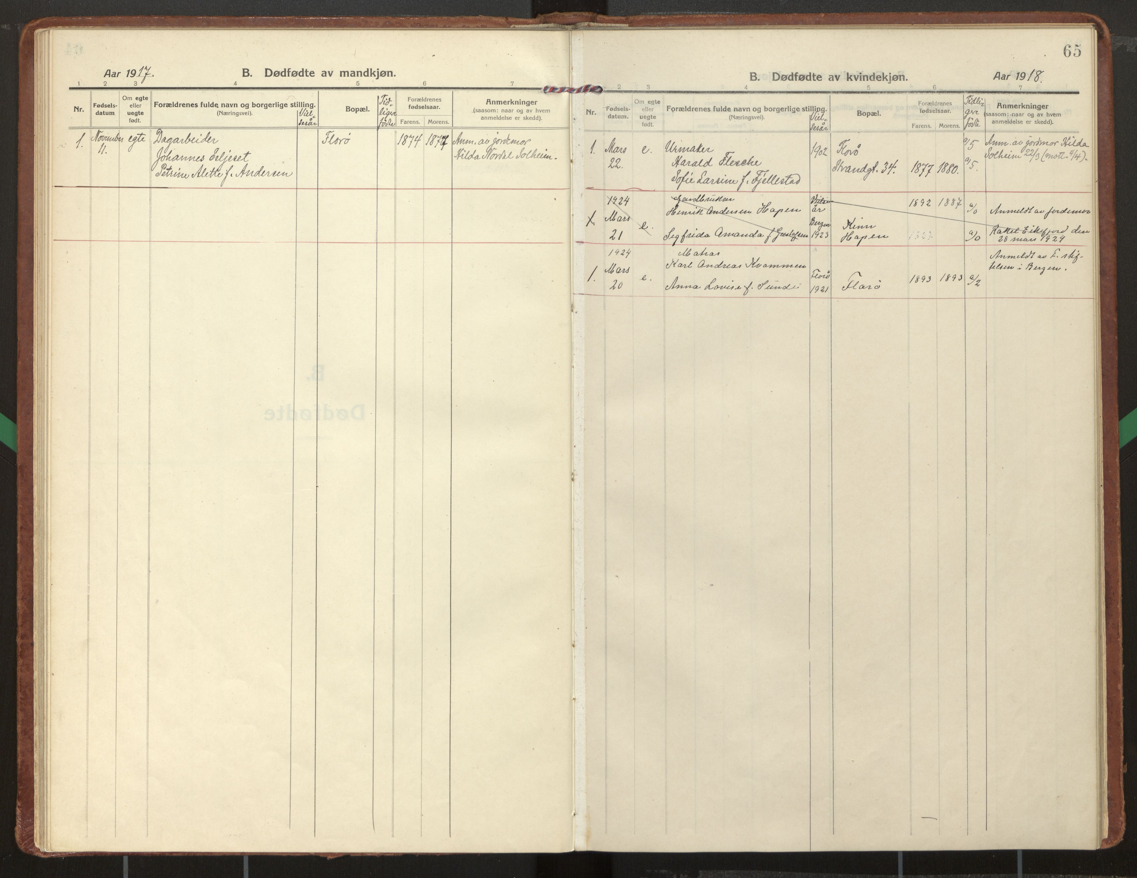 Kinn sokneprestembete, SAB/A-80801/H/Haa/Haac/L0003: Parish register (official) no. C 3, 1917-1934, p. 65