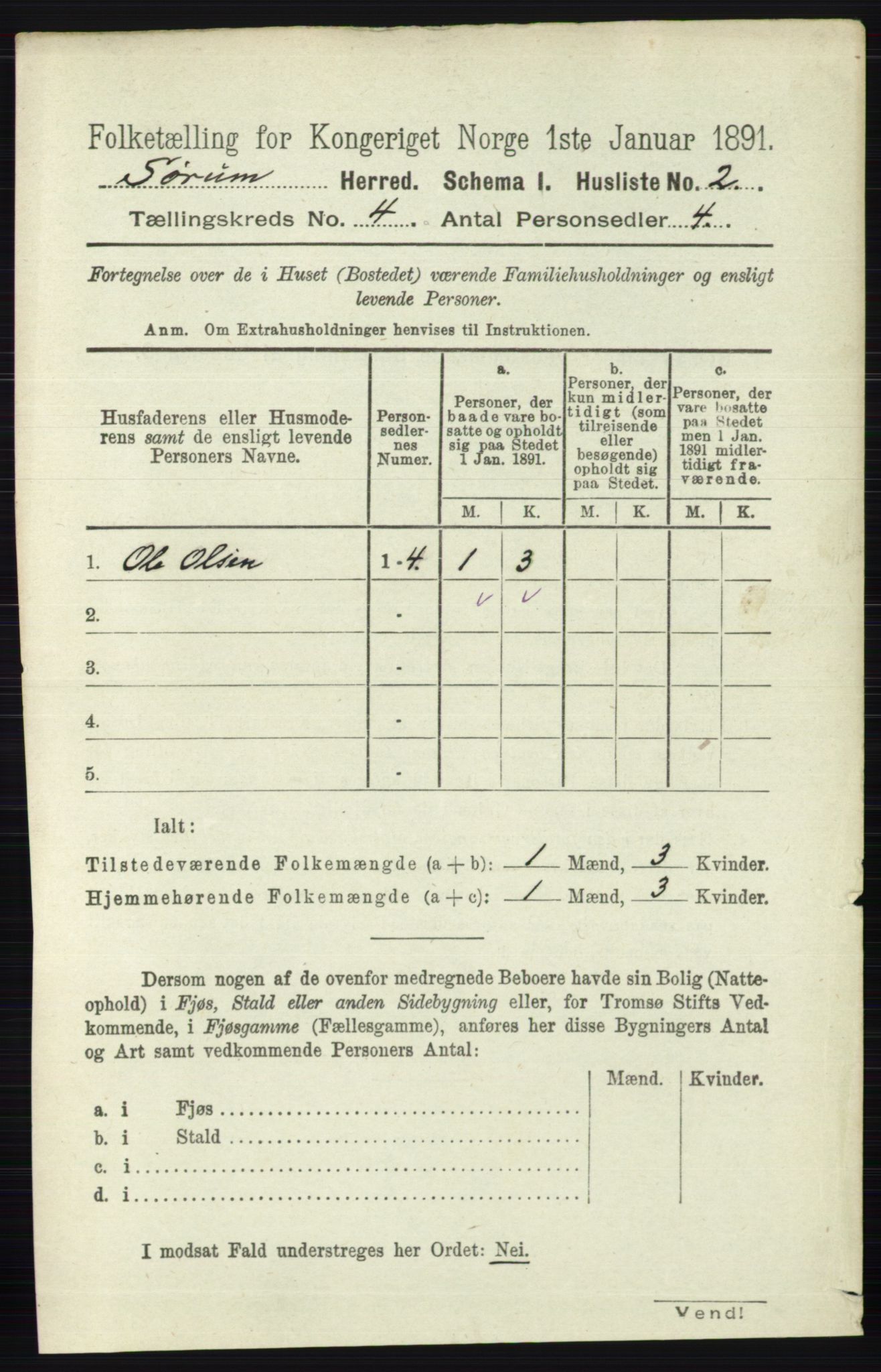 RA, 1891 census for 0226 Sørum, 1891, p. 1817