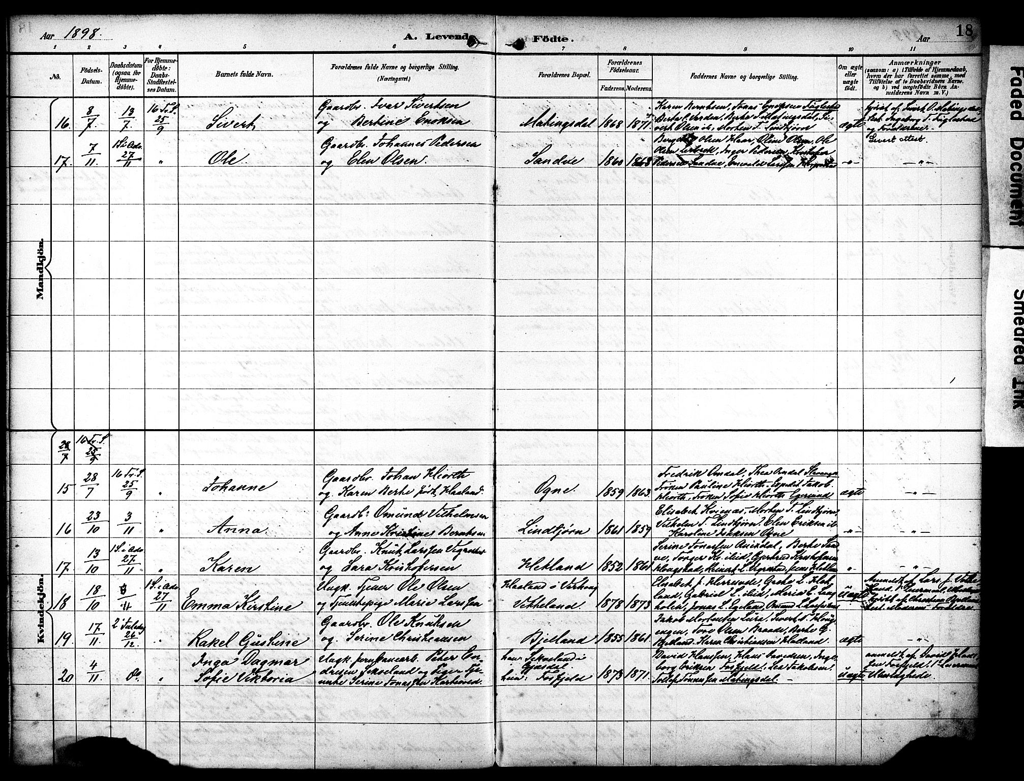 Eigersund sokneprestkontor, AV/SAST-A-101807/S08/L0020: Parish register (official) no. A 19, 1893-1910, p. 18